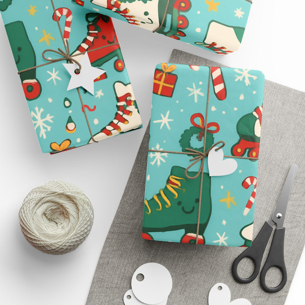 Festive Roller Skates Wrapping Paper