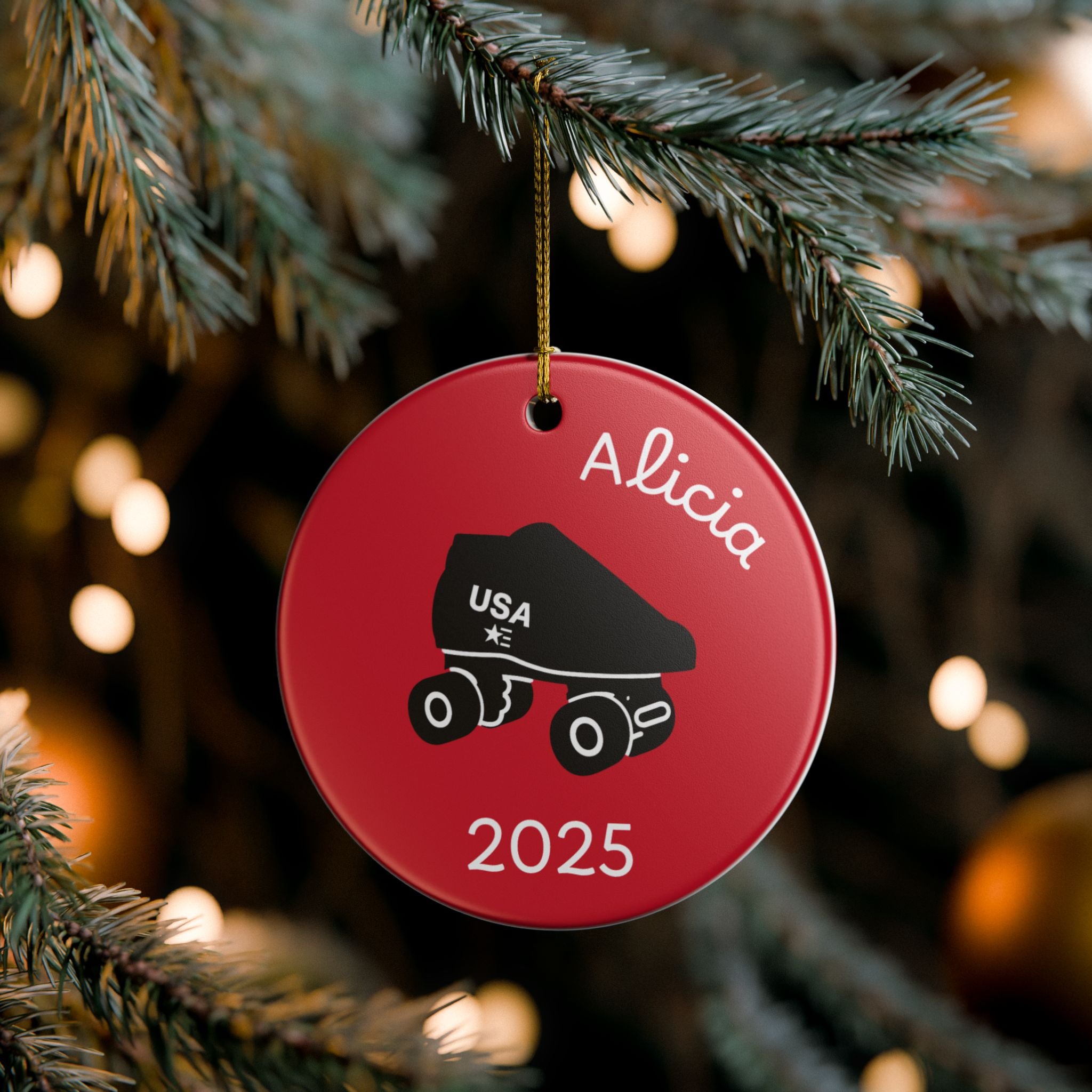 Quads Personalized Roller Skate Ceramic Ornament