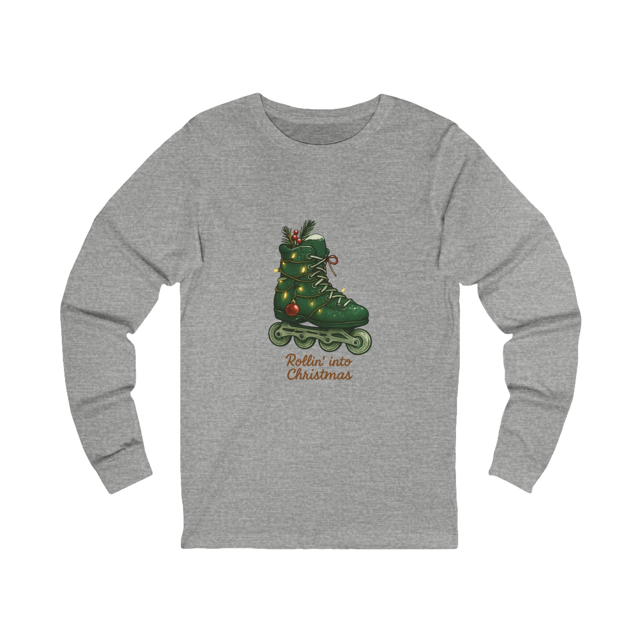 Green Inline Roller Skates Christmas Long Sleeve Tee
