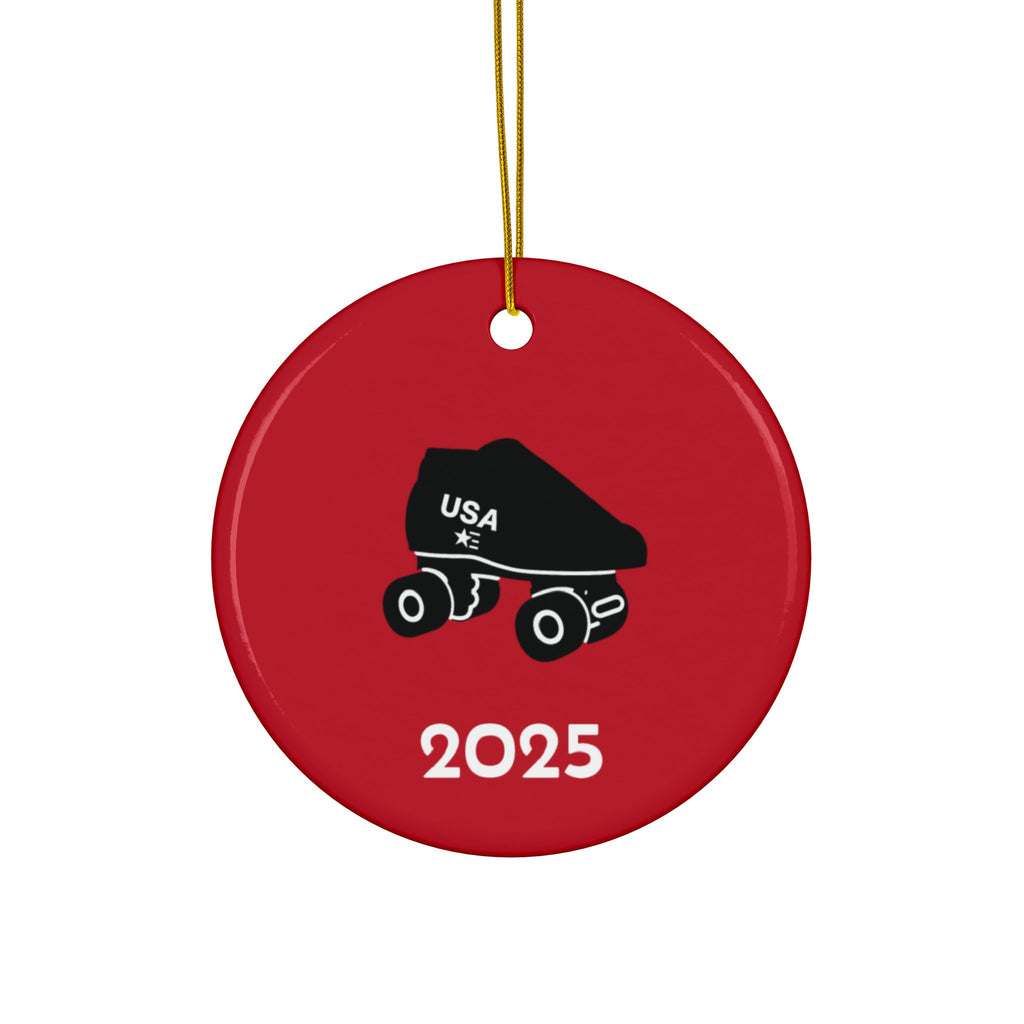 Blank Roller Skate Personalized Ceramic Ornament — Custom Name & 2025 Holiday Decoration