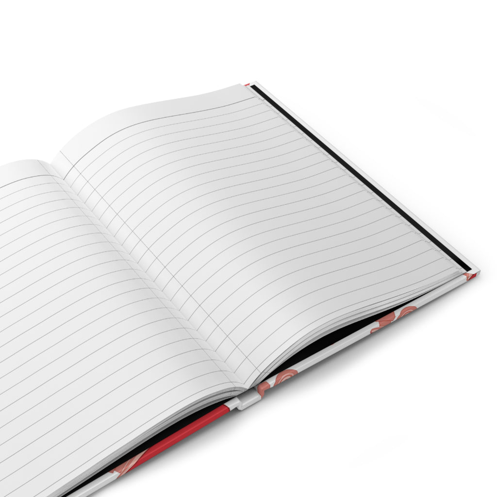 Roller Skate Hearts Hardcover Journal — White Retro Skate Notebook for Notes & Gifts