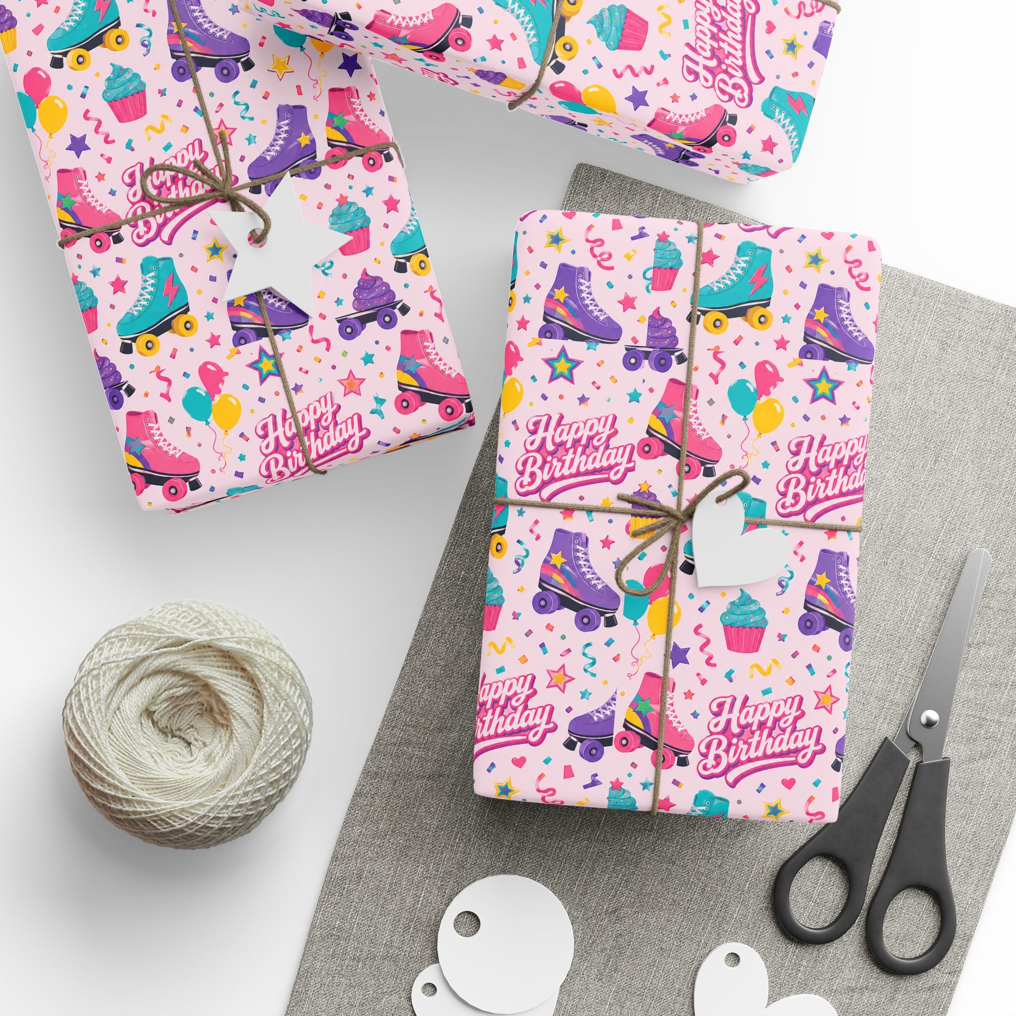 Birthday Roller Skating Gift Wrap Paper (Pink) – Unique Wrap For the Roller Skating Lover.
