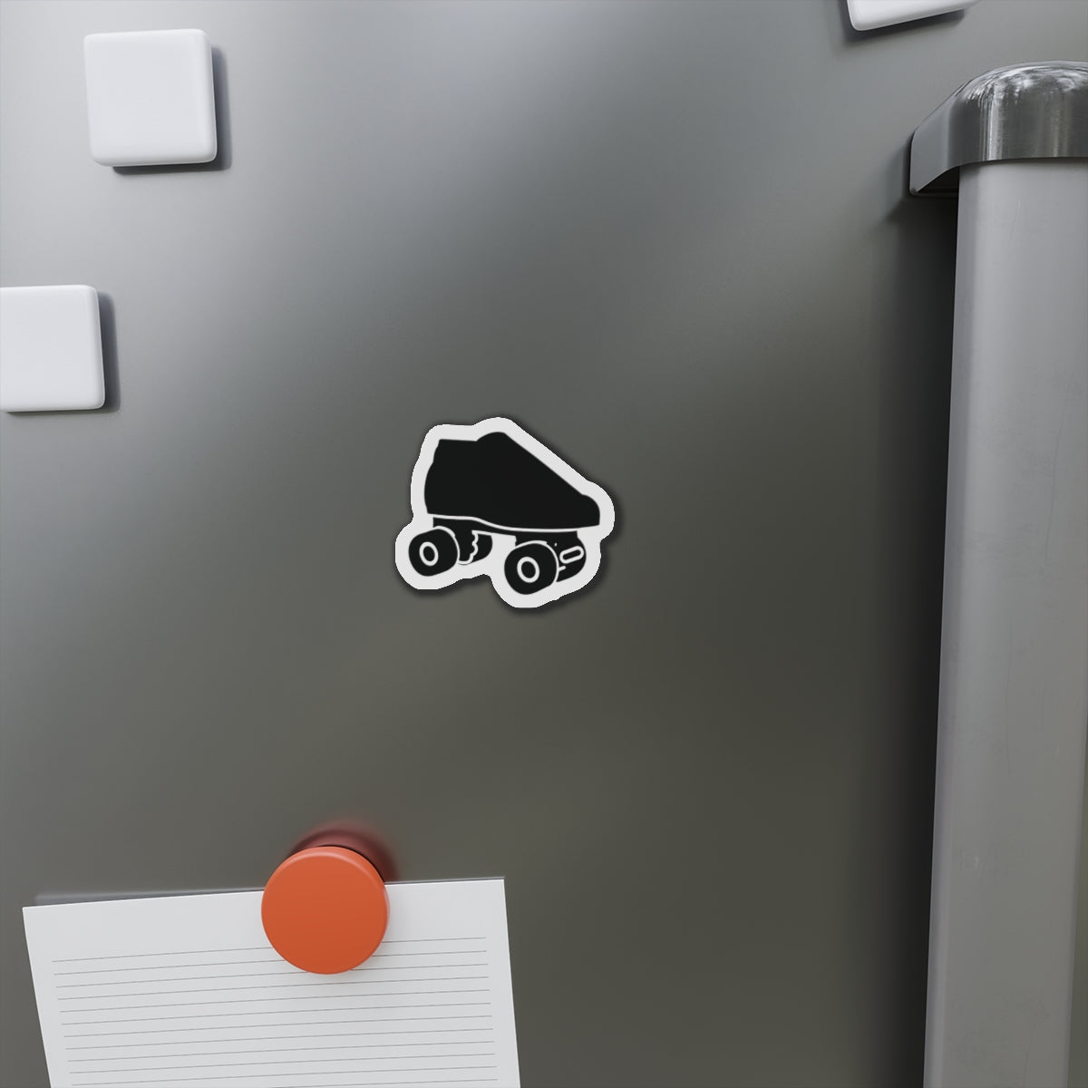 Black Roller Skate USA Die-Cut Magnet — Retro Black Quad Skate Refrigerator Magnet