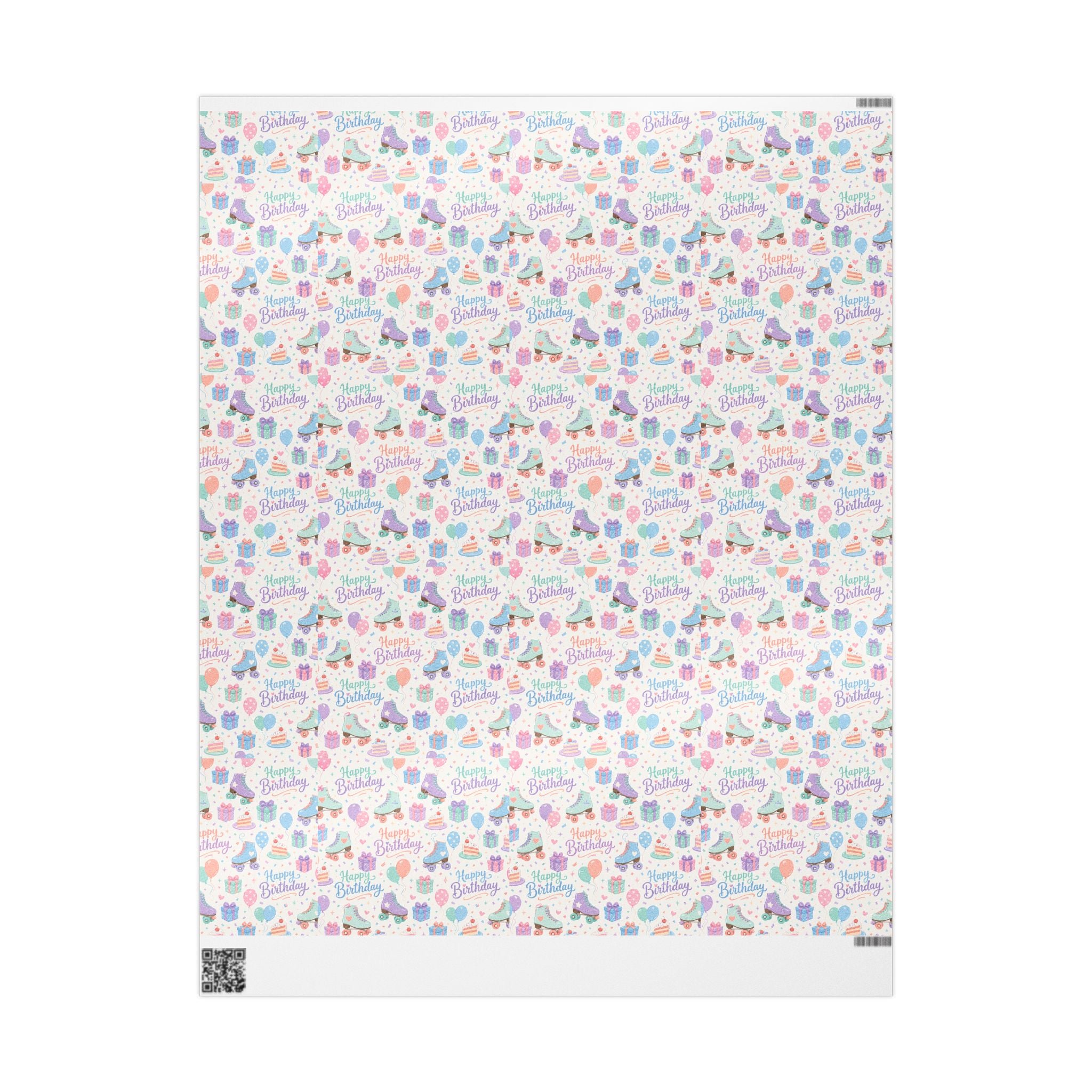 Birthday Roller Skating Gift Wrap Paper (White) Unique Wrap For the Roller Skating Lover.