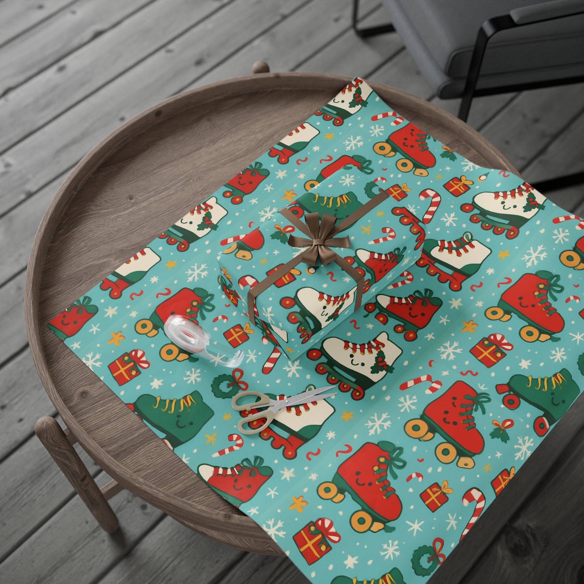 Festive Roller Skates Wrapping Paper