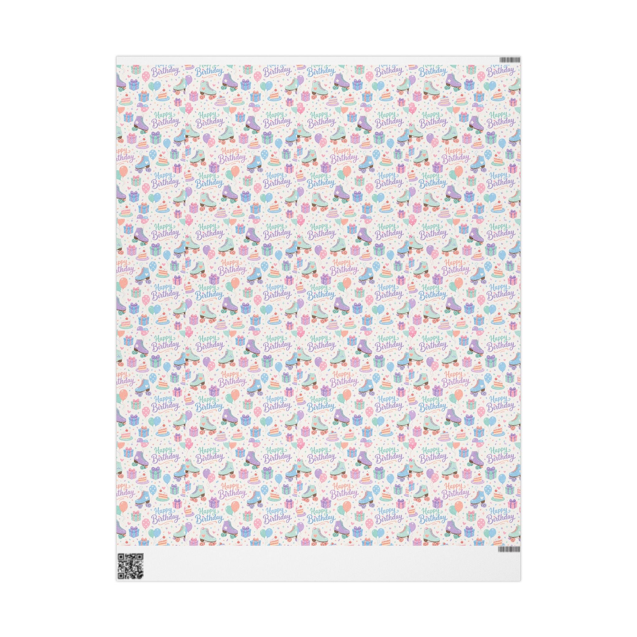Birthday Roller Skating Gift Wrap Paper (White) Unique Wrap For the Roller Skating Lover.