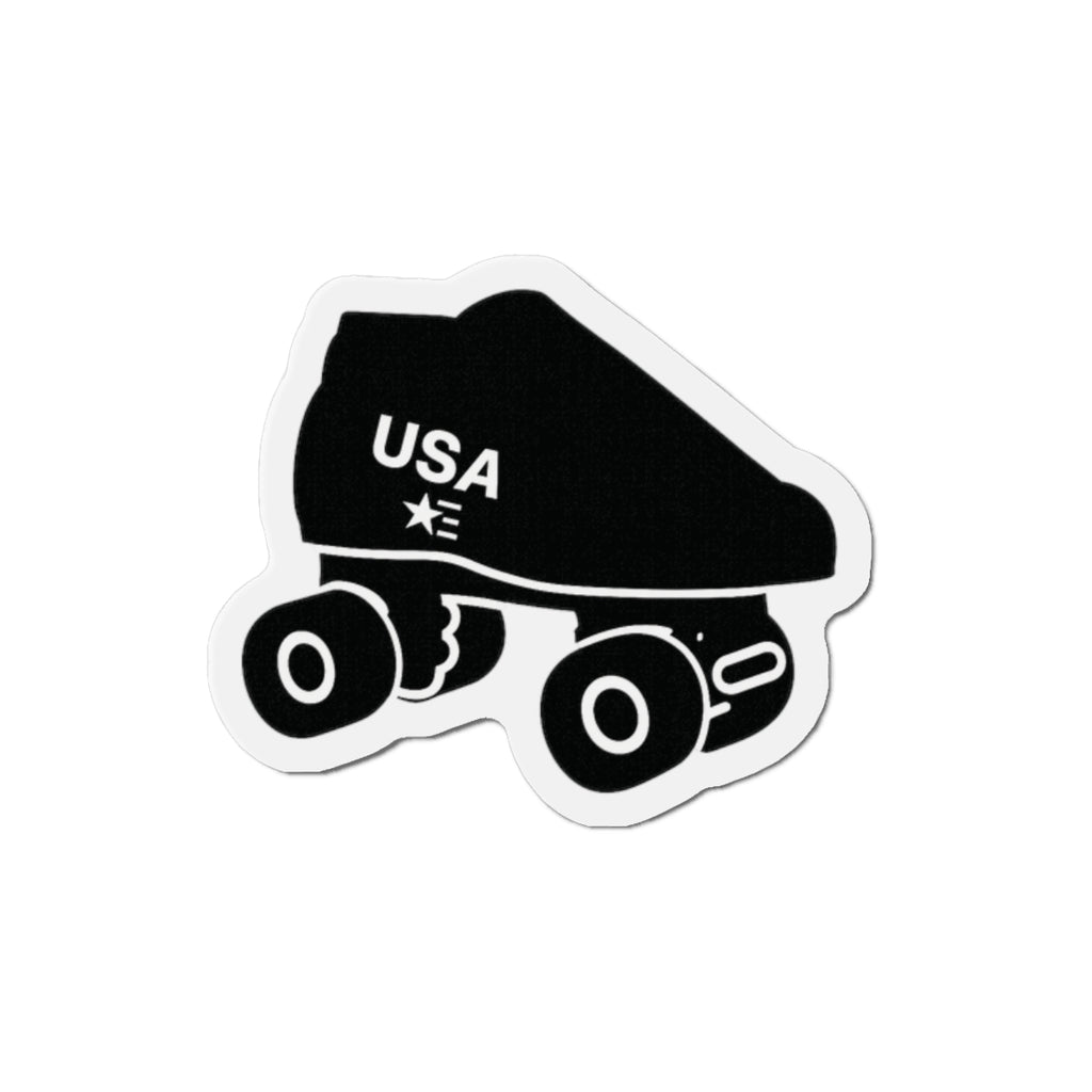 Roller Skate USA Die-Cut Magnet — Retro Black Quad Skate Car or Fridge Magnet