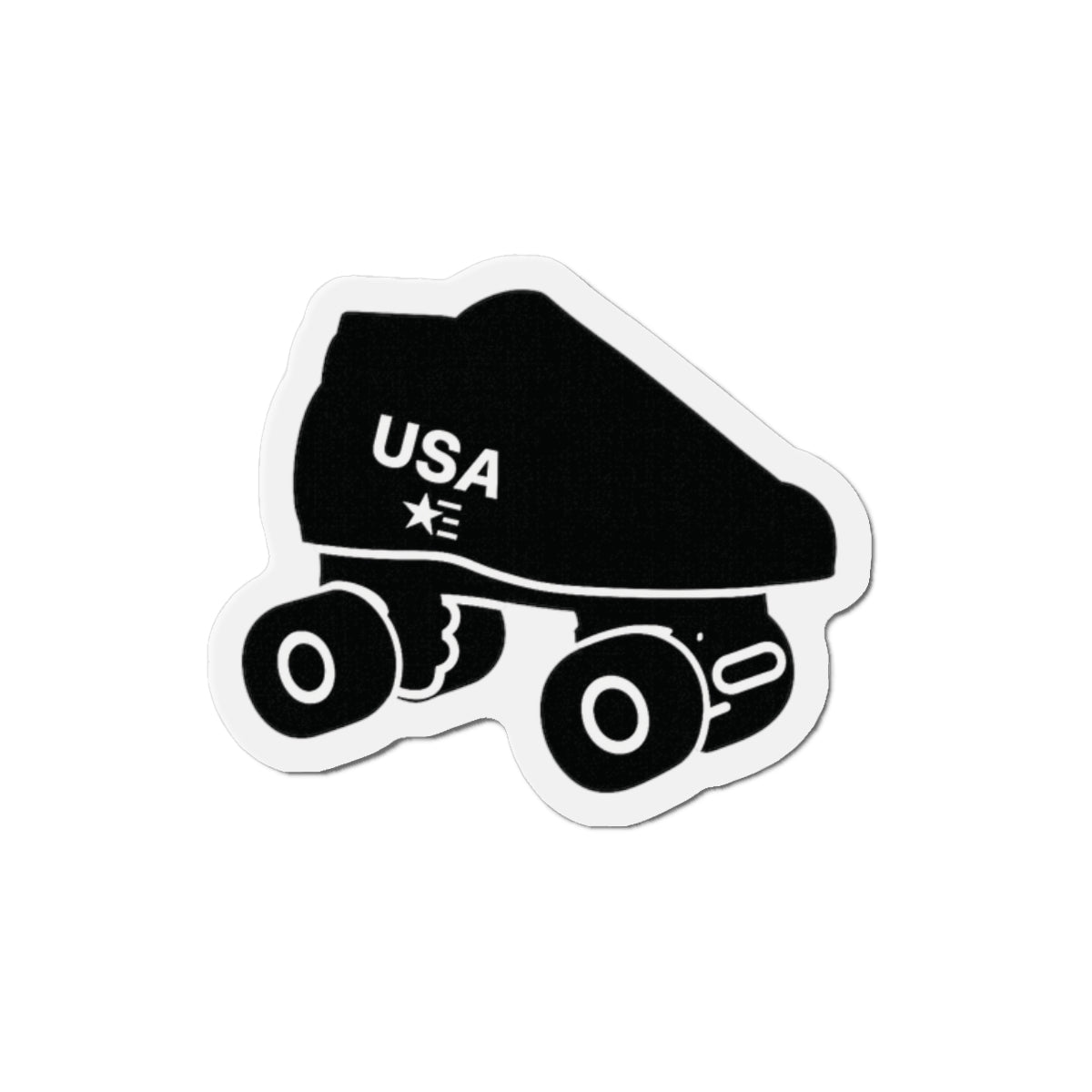 Roller Skate USA Die-Cut Magnet — Retro Black Quad Skate Car or Fridge Magnet