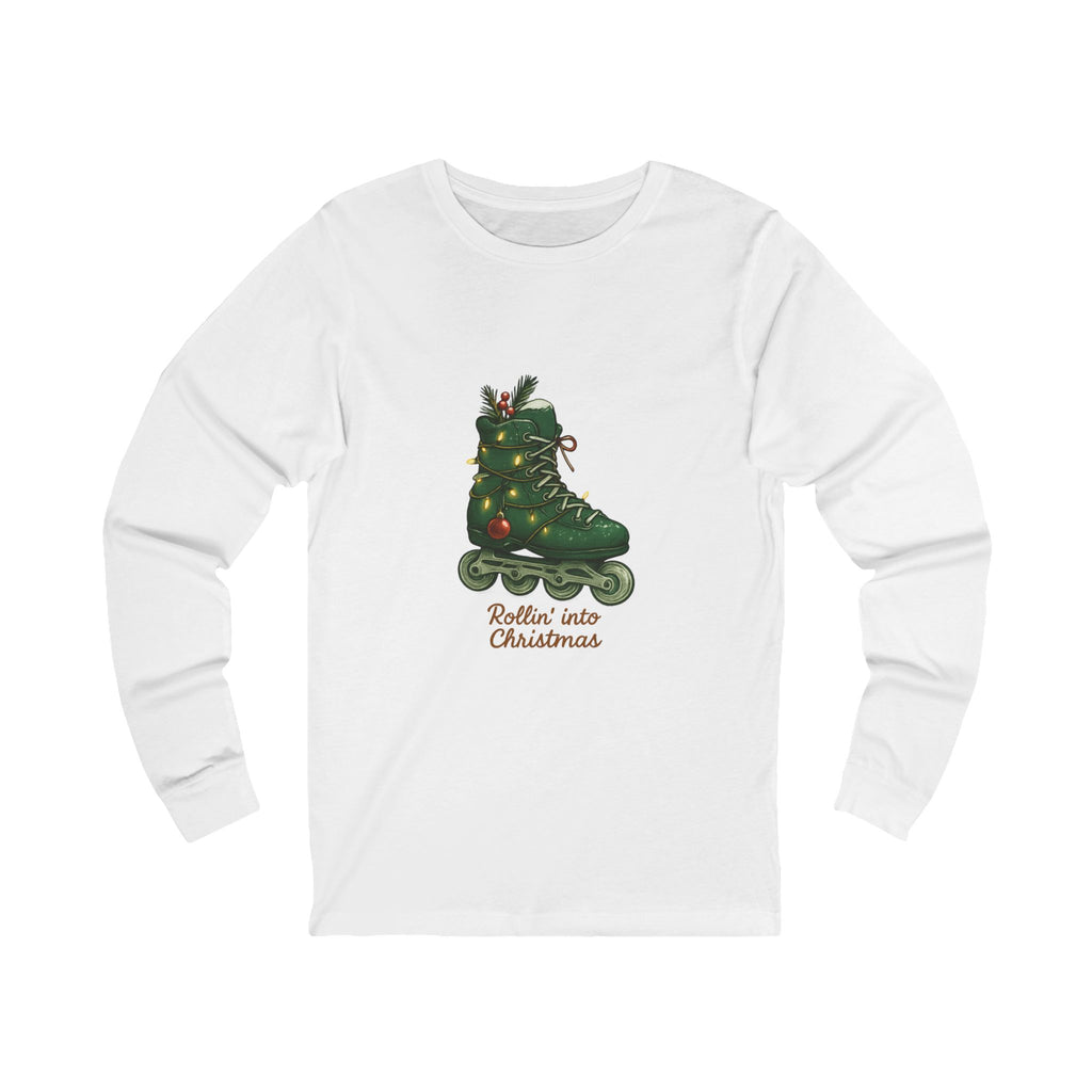 Green Inline Roller Skates Christmas Long Sleeve Tee