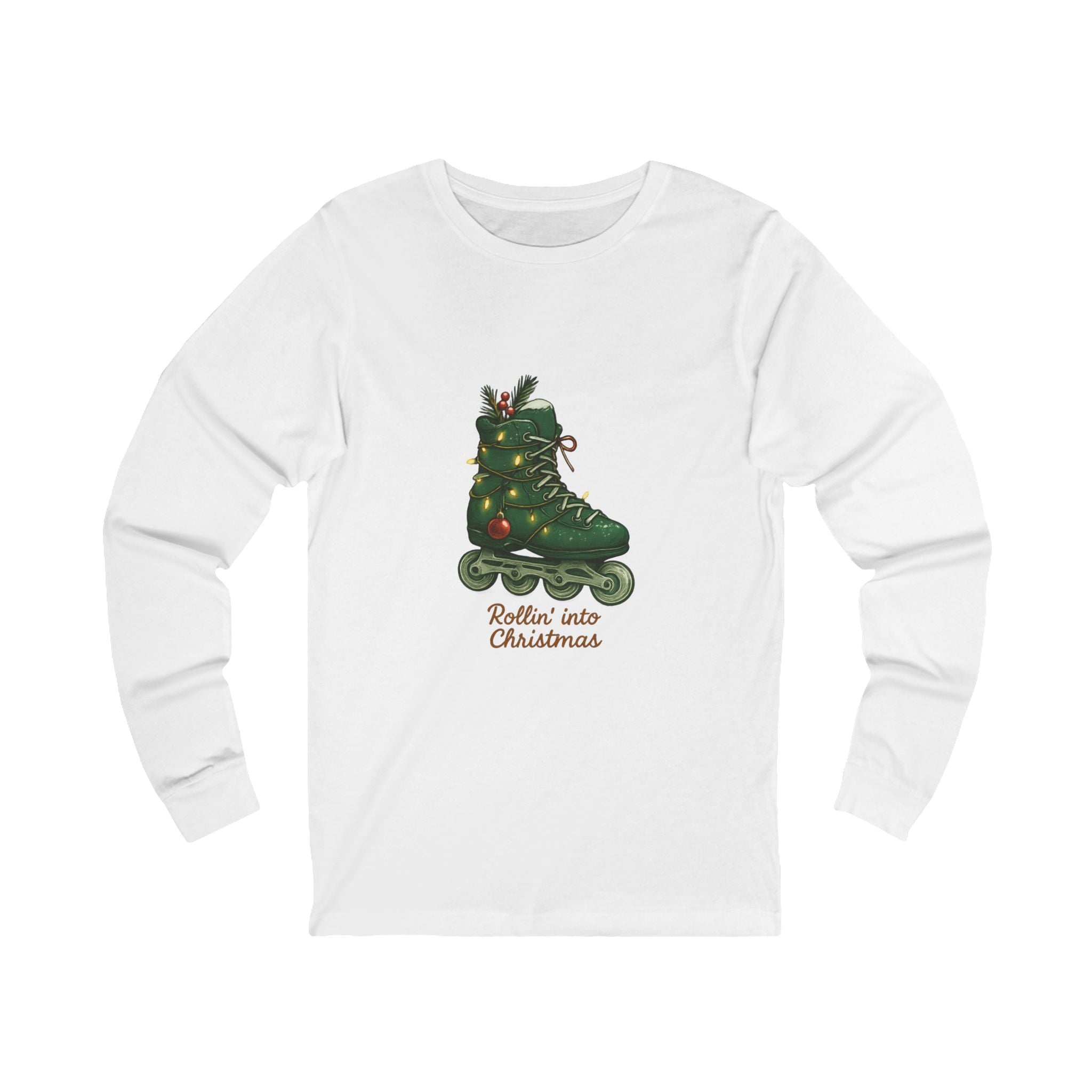 Green Inline Roller Skates Christmas Long Sleeve Tee