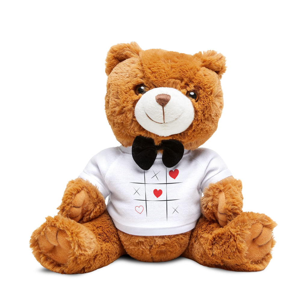 Tic Tac Toe Valentine's Heart Teddy Bear – Plush Gift with T-Shirt