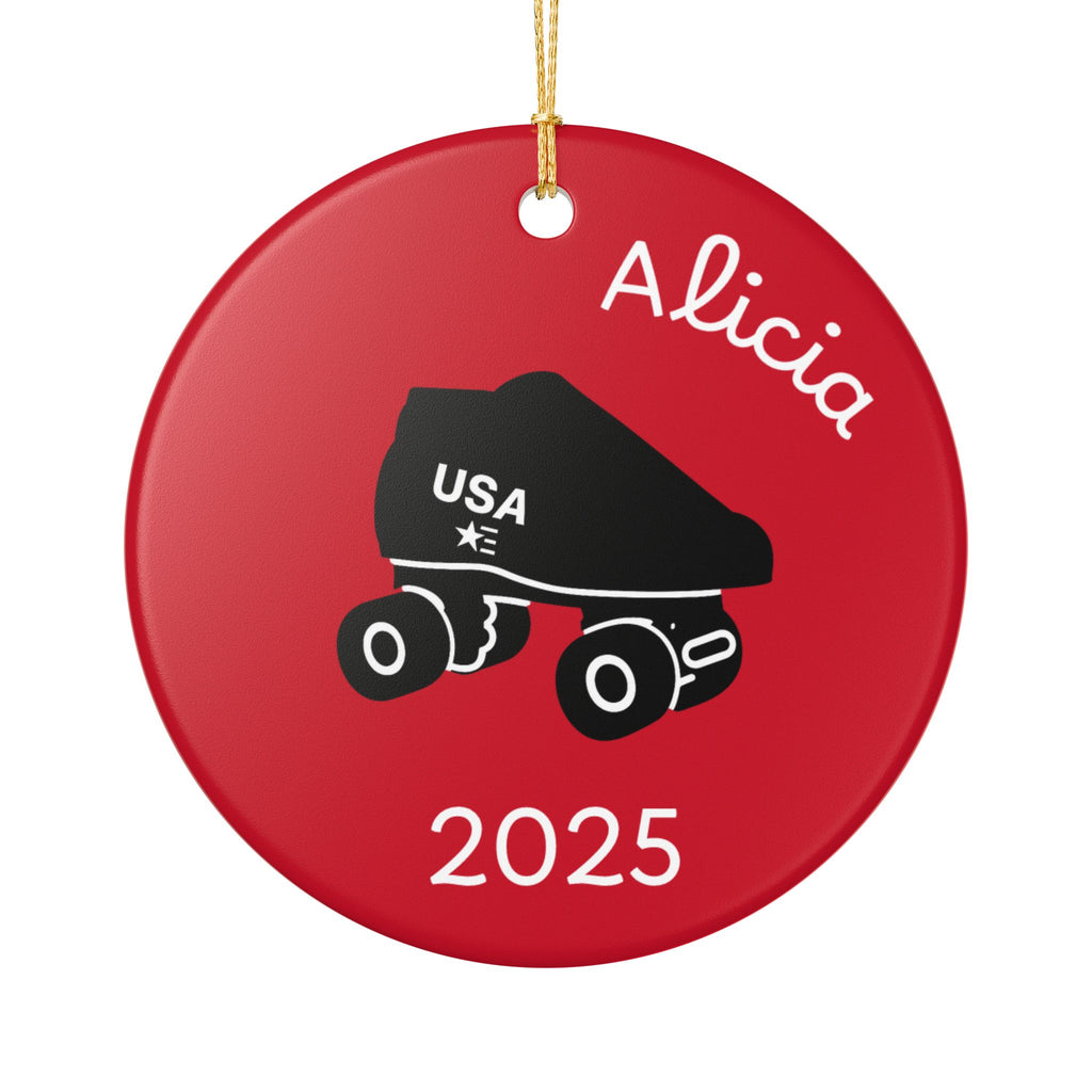 Quads Personalized Roller Skate Ceramic Ornament