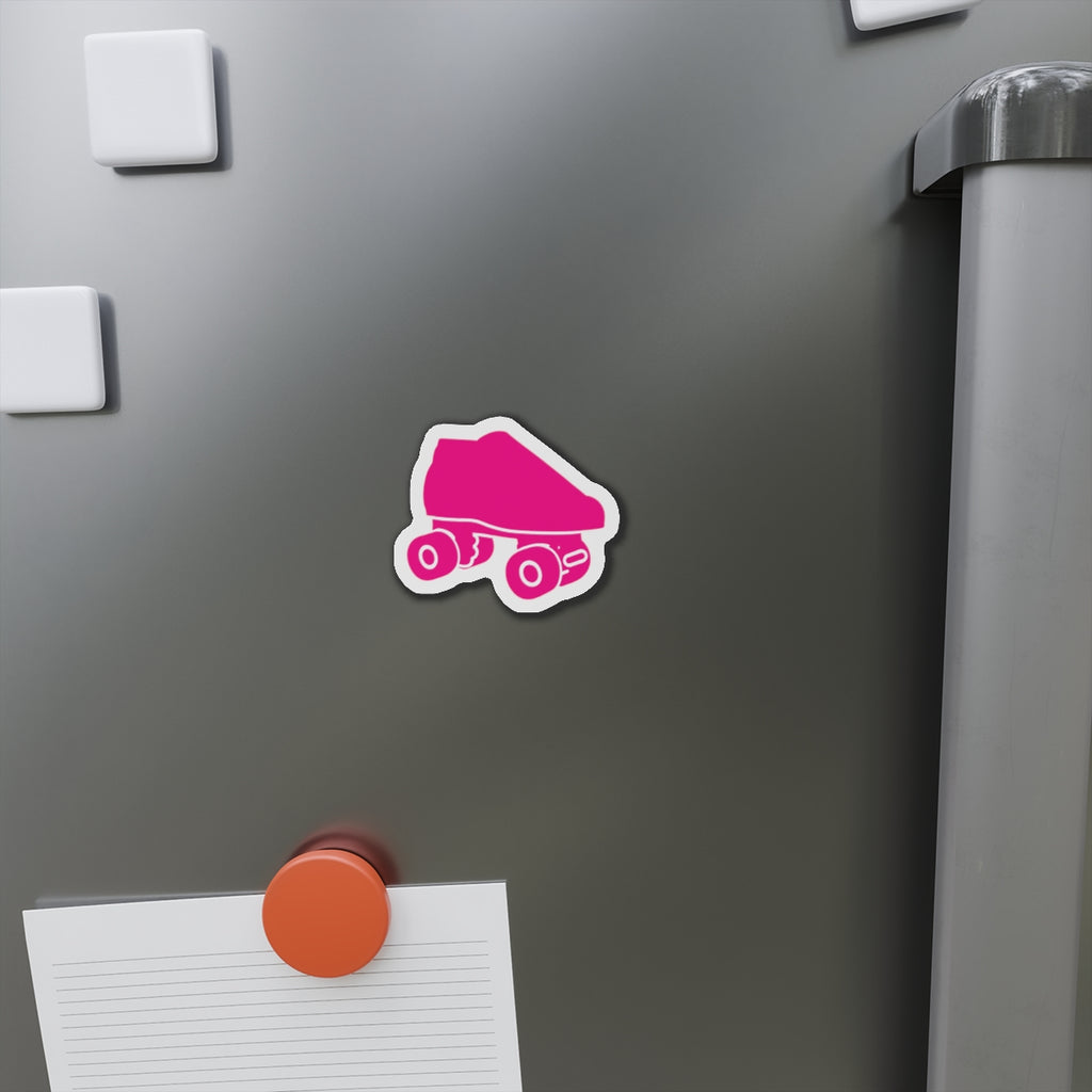 Pink Roller Skate Die-Cut Magnet - Retro Pink Skate Refrigerator Magnet
