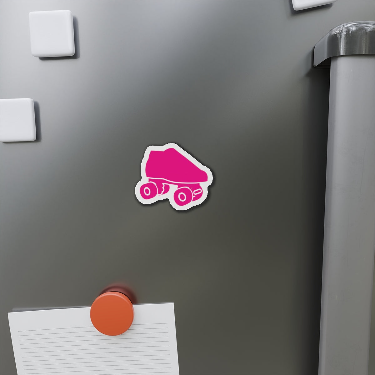 Pink Roller Skate Die-Cut Magnet - Retro Pink Skate Refrigerator Magnet