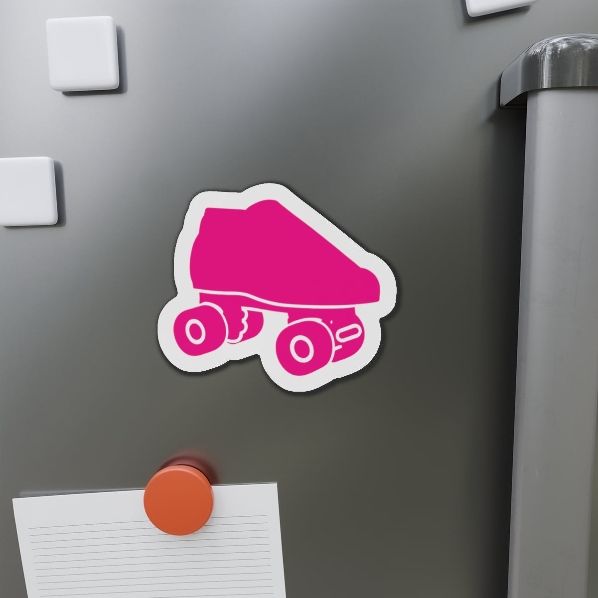 Pink Roller Skate Die-Cut Magnet - Retro Pink Skate Refrigerator Magnet