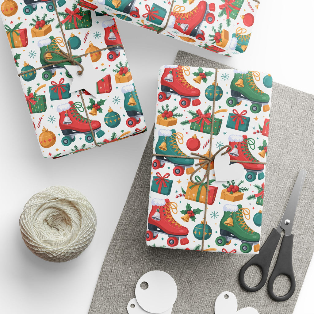 Christmas Gift Wrap Paper – Festive Stockings, Ornaments & Presents Pattern