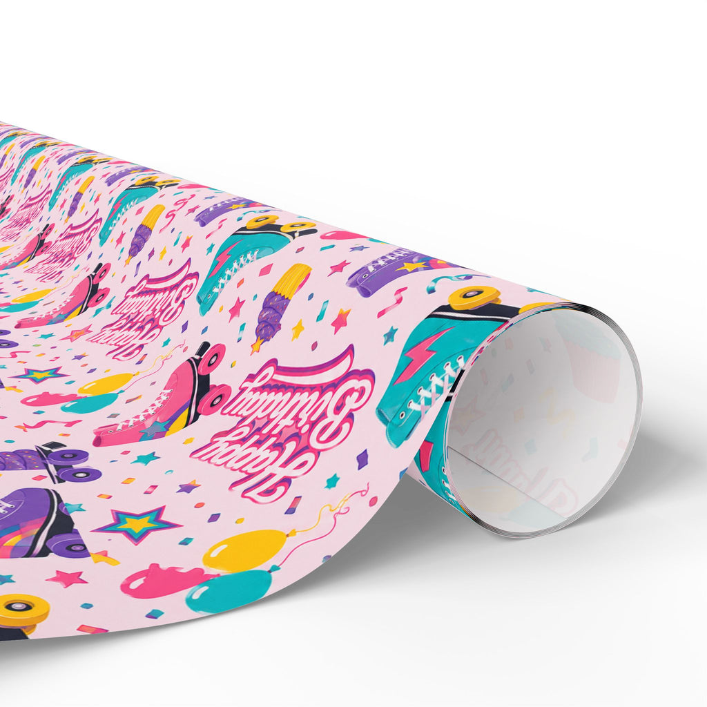 Birthday Roller Skating Gift Wrap Paper (Pink) – Unique Wrap For the Roller Skating Lover.