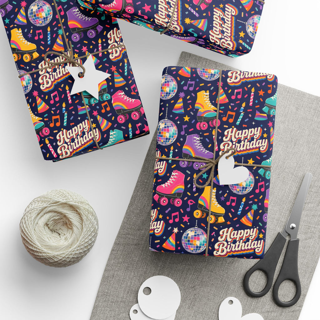 Birthday Roller Skating Gift Wrap Paper (Dark) – Unique Wrap For the Roller Skating Lover.