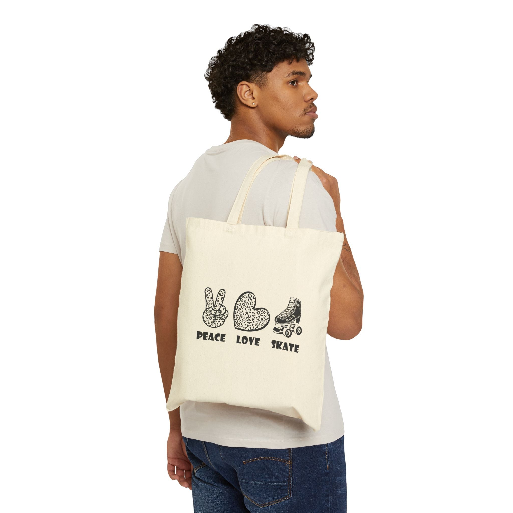 Cotton Tote — Peace Love Skate / Progress Over Perfection Graphic Bag