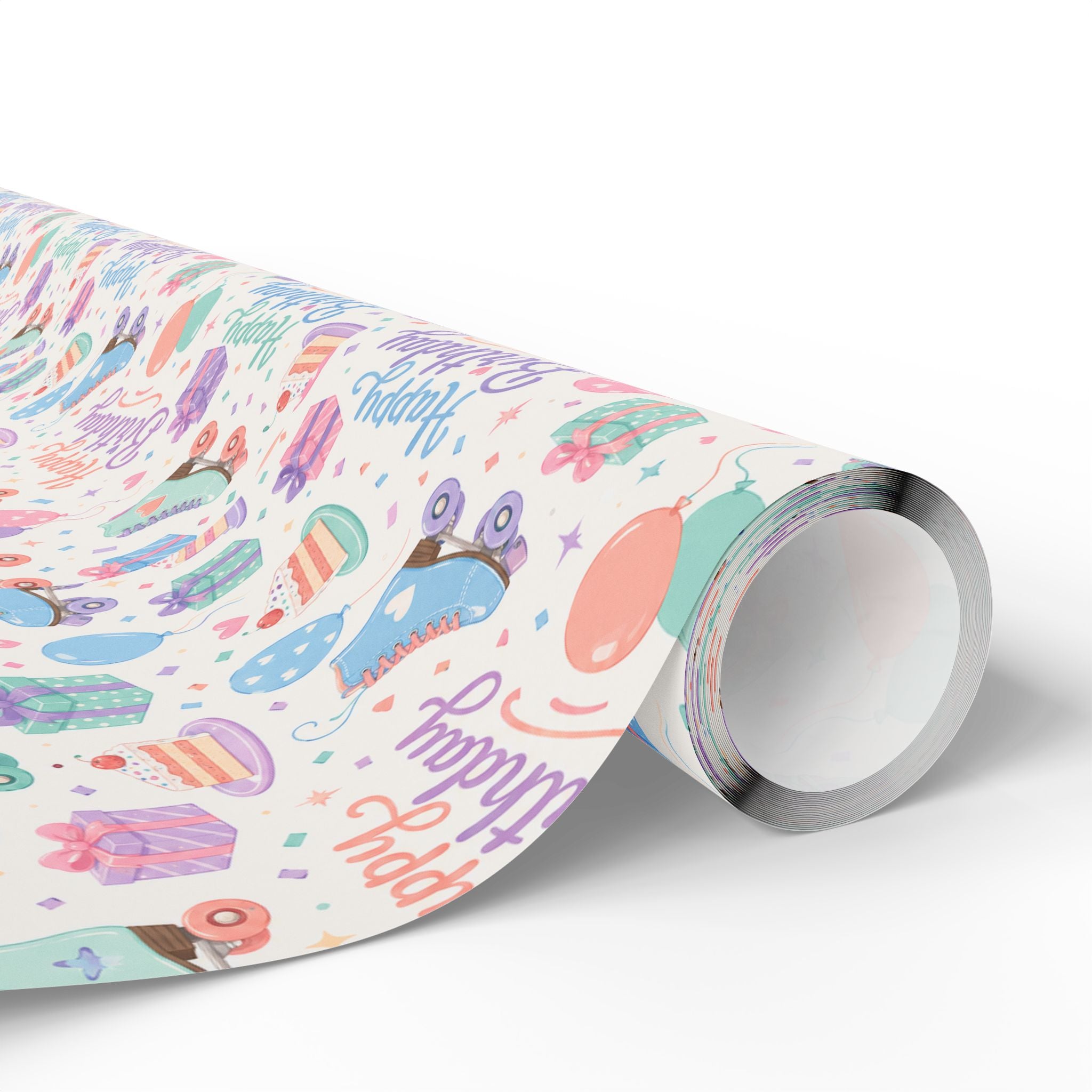 Birthday Roller Skating Gift Wrap Paper (White) Unique Wrap For the Roller Skating Lover.