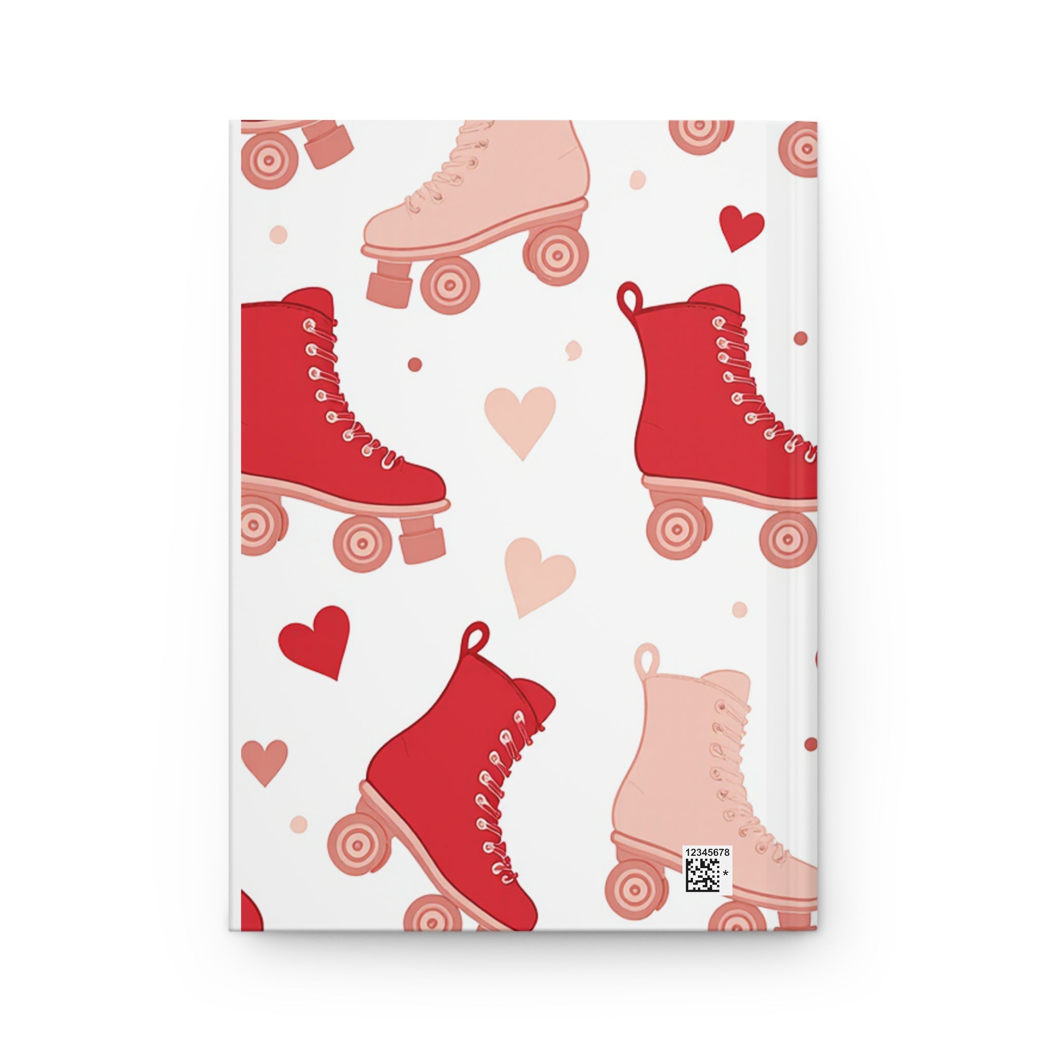 Roller Skate Hearts Hardcover Journal — White Retro Skate Notebook for Notes & Gifts