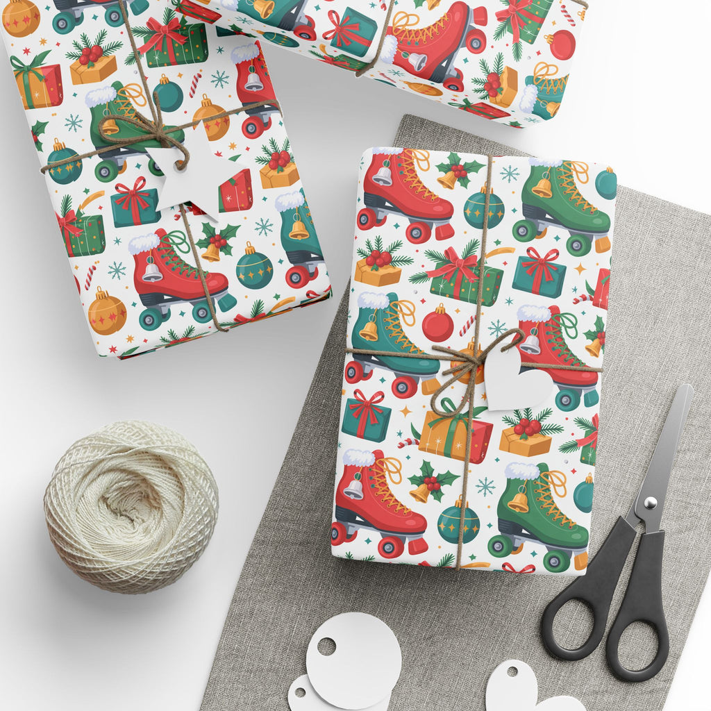 Christmas Gift Wrap Paper – Festive Stockings, Ornaments & Presents Pattern