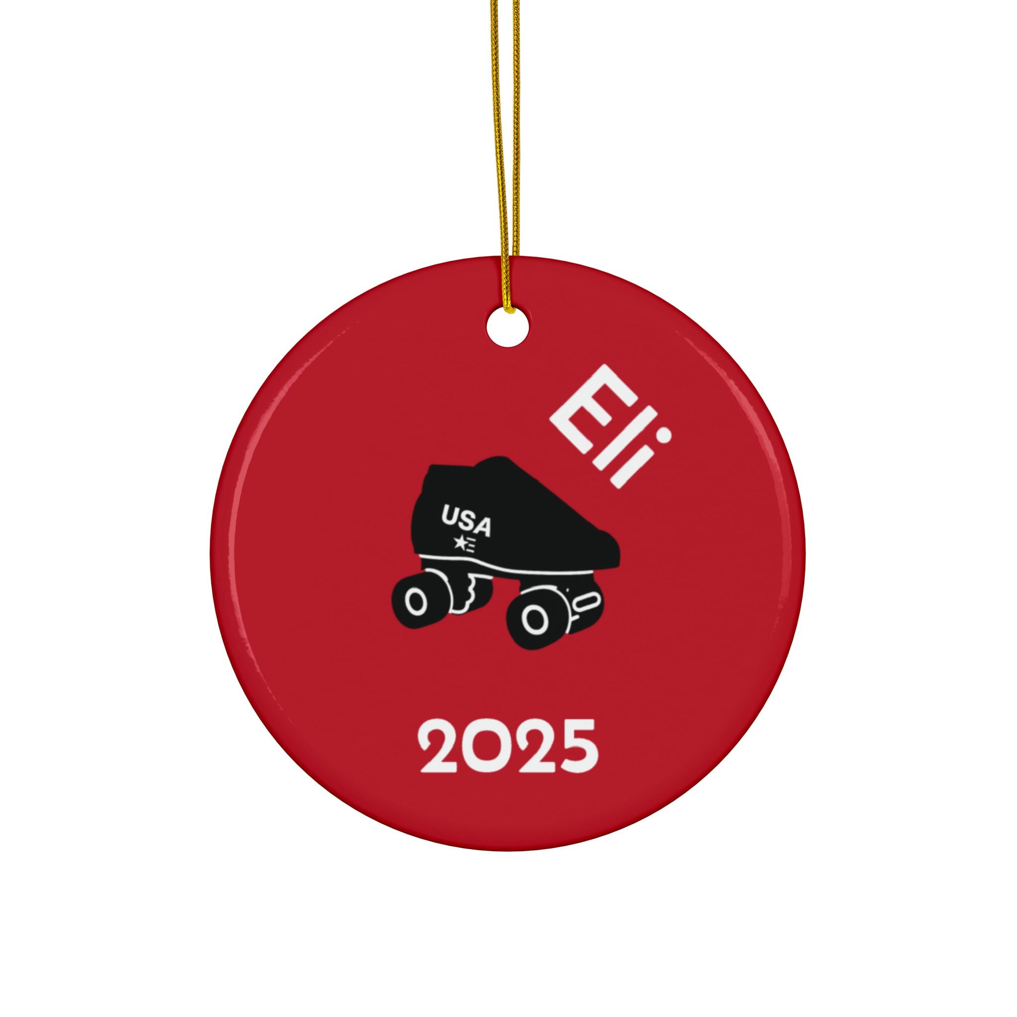 Roller Skate Personalized Ceramic Ornament — Custom Name & 2025 Holiday Decoration