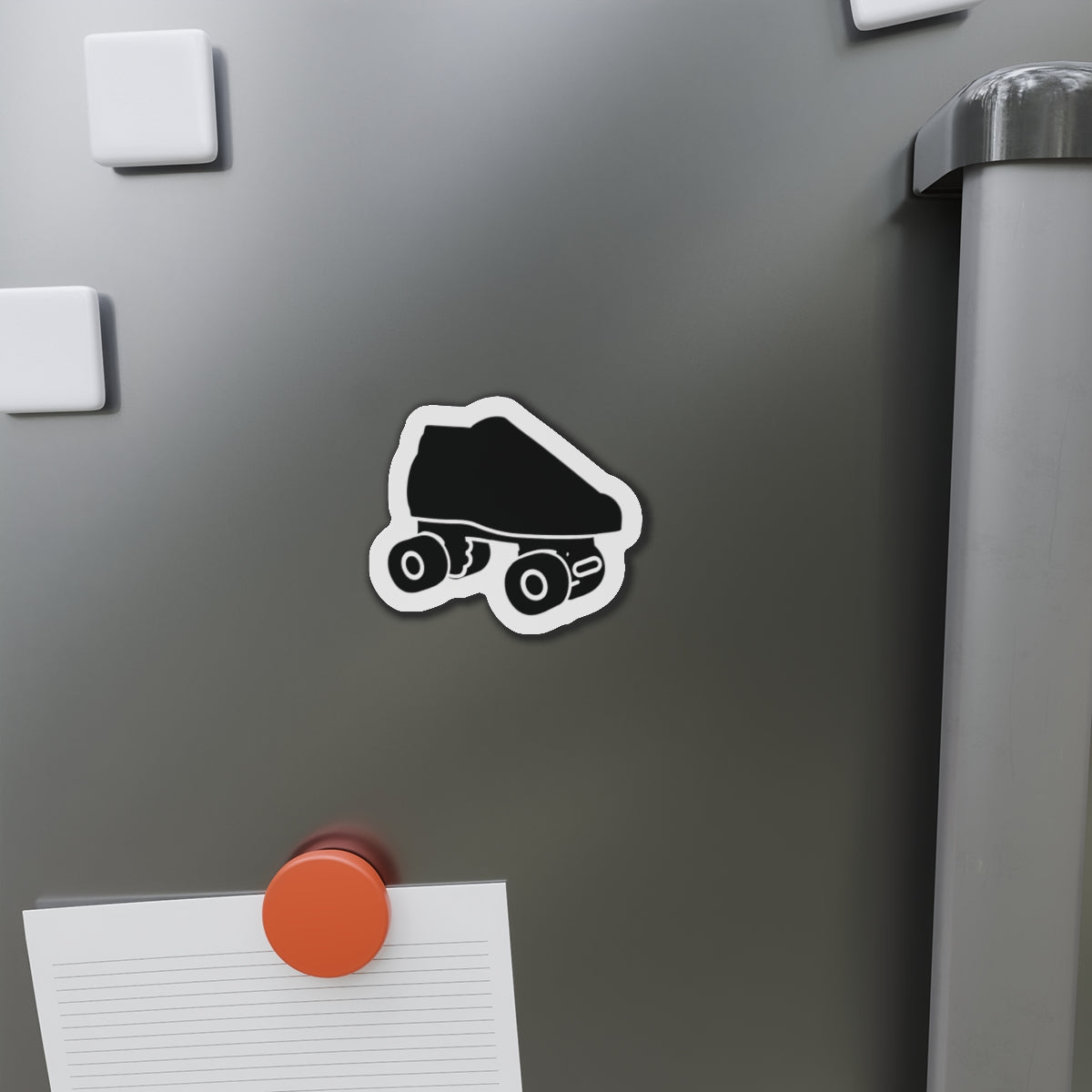Black Roller Skate USA Die-Cut Magnet — Retro Black Quad Skate Refrigerator Magnet