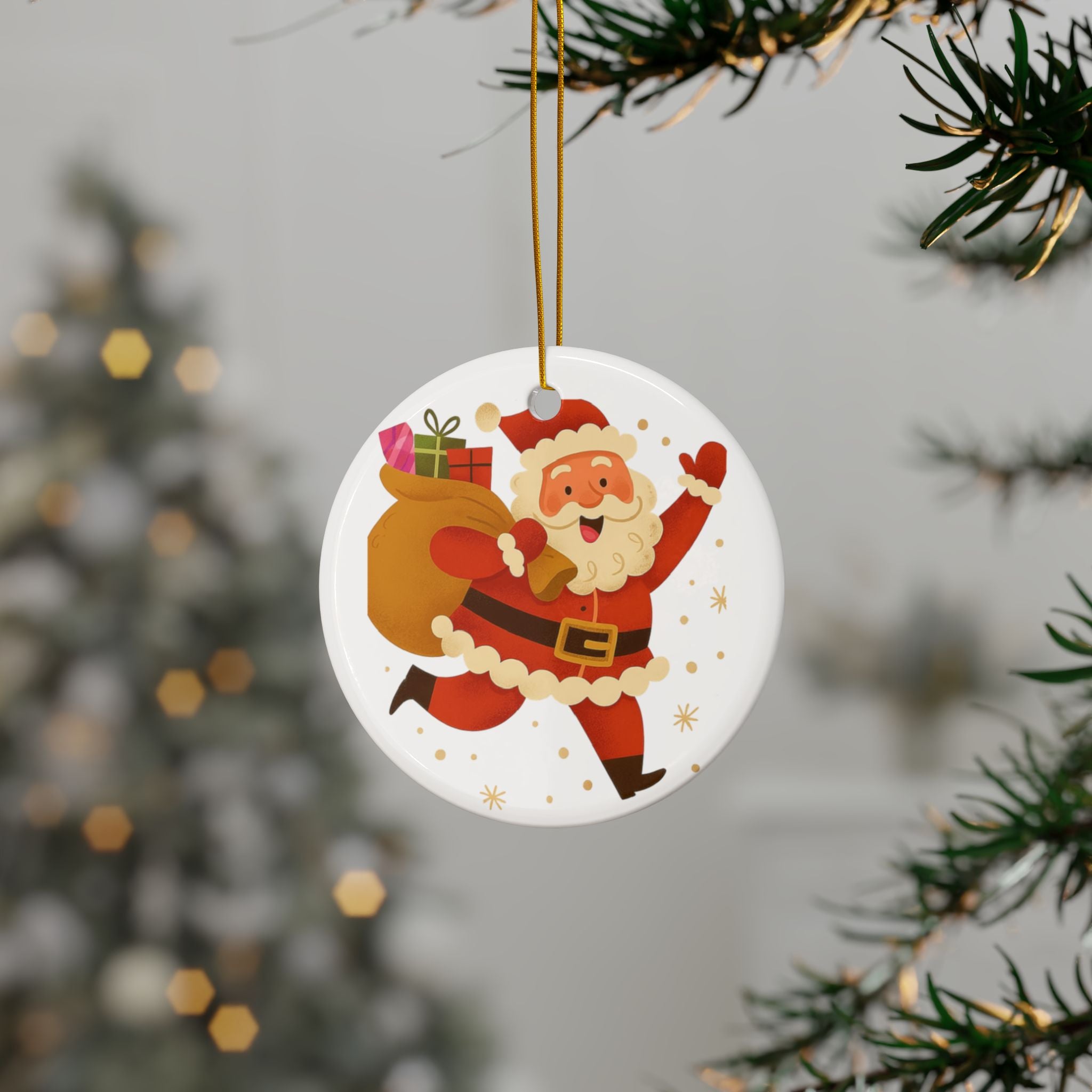 Santa Claus Personalized Ceramic Ornament — Custom Name & 2025 Holiday Decoration