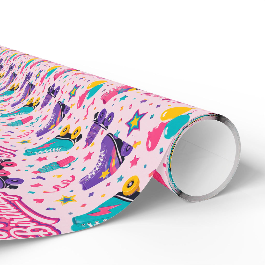 Birthday Roller Skating Gift Wrap Paper (Pink) – Unique Wrap For the Roller Skating Lover.