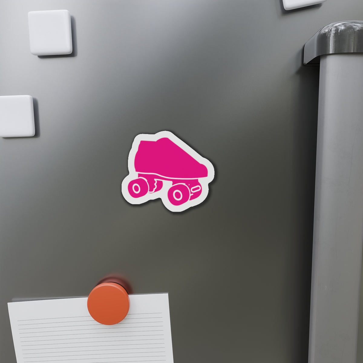 Pink Roller Skate Die-Cut Magnet - Retro Pink Skate Refrigerator Magnet