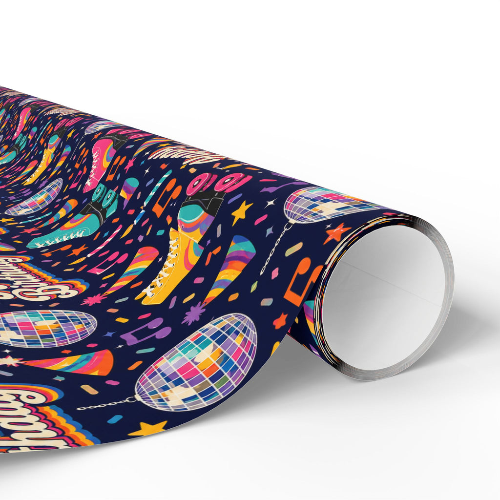 Birthday Roller Skating Gift Wrap Paper (Dark) – Unique Wrap For the Roller Skating Lover.