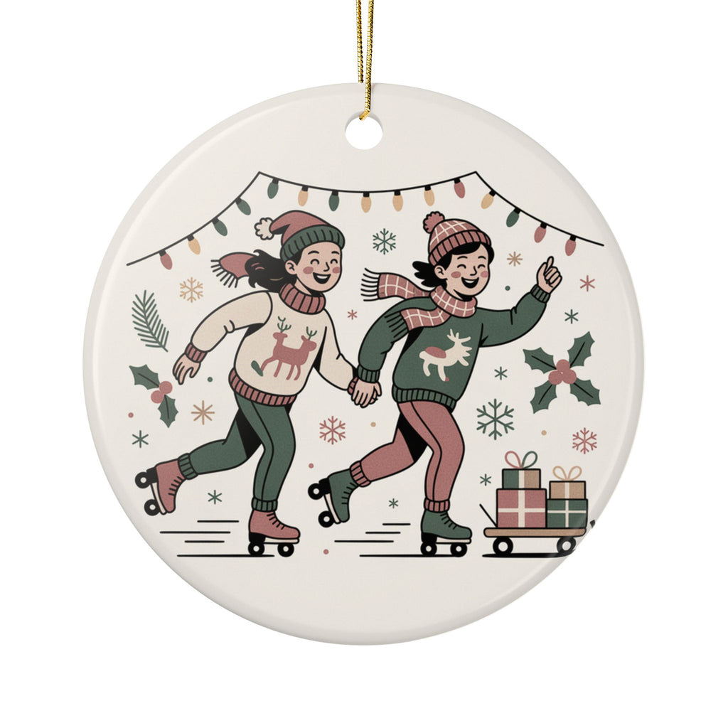 Holiday Ceramic Ornaments – Festive Ice Skating Design