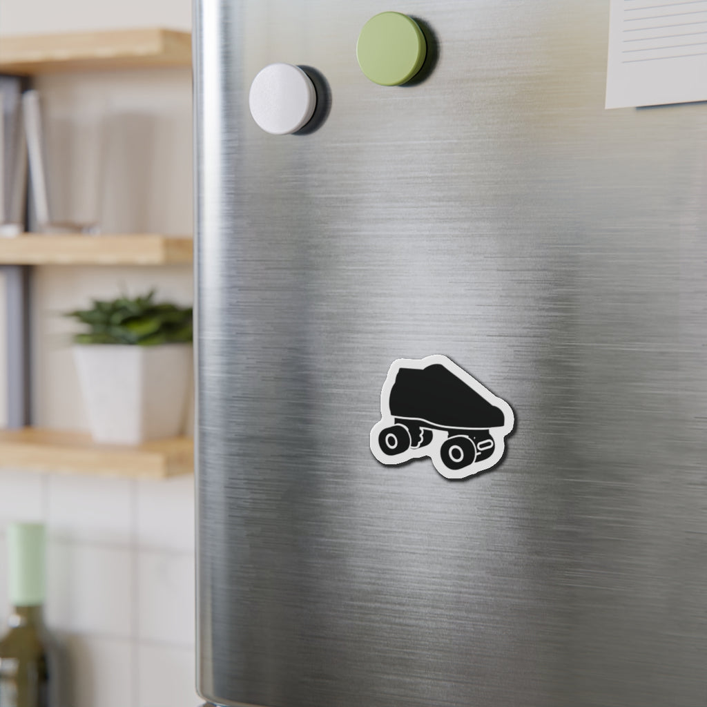 Black Roller Skate USA Die-Cut Magnet — Retro Black Quad Skate Refrigerator Magnet
