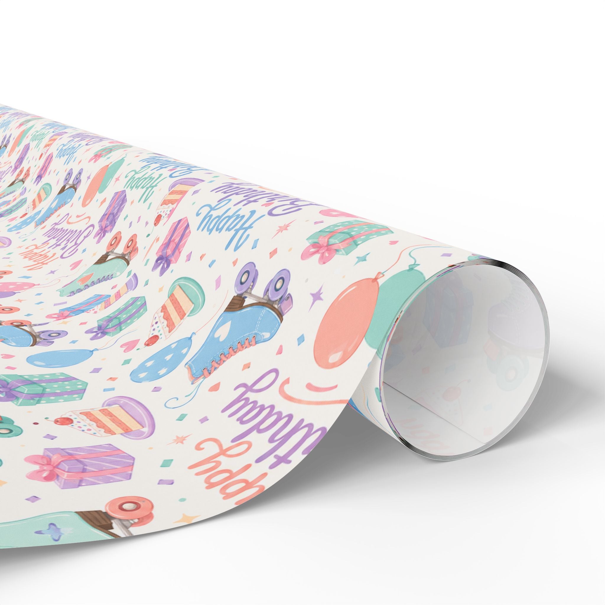 Birthday Roller Skating Gift Wrap Paper (White) Unique Wrap For the Roller Skating Lover.