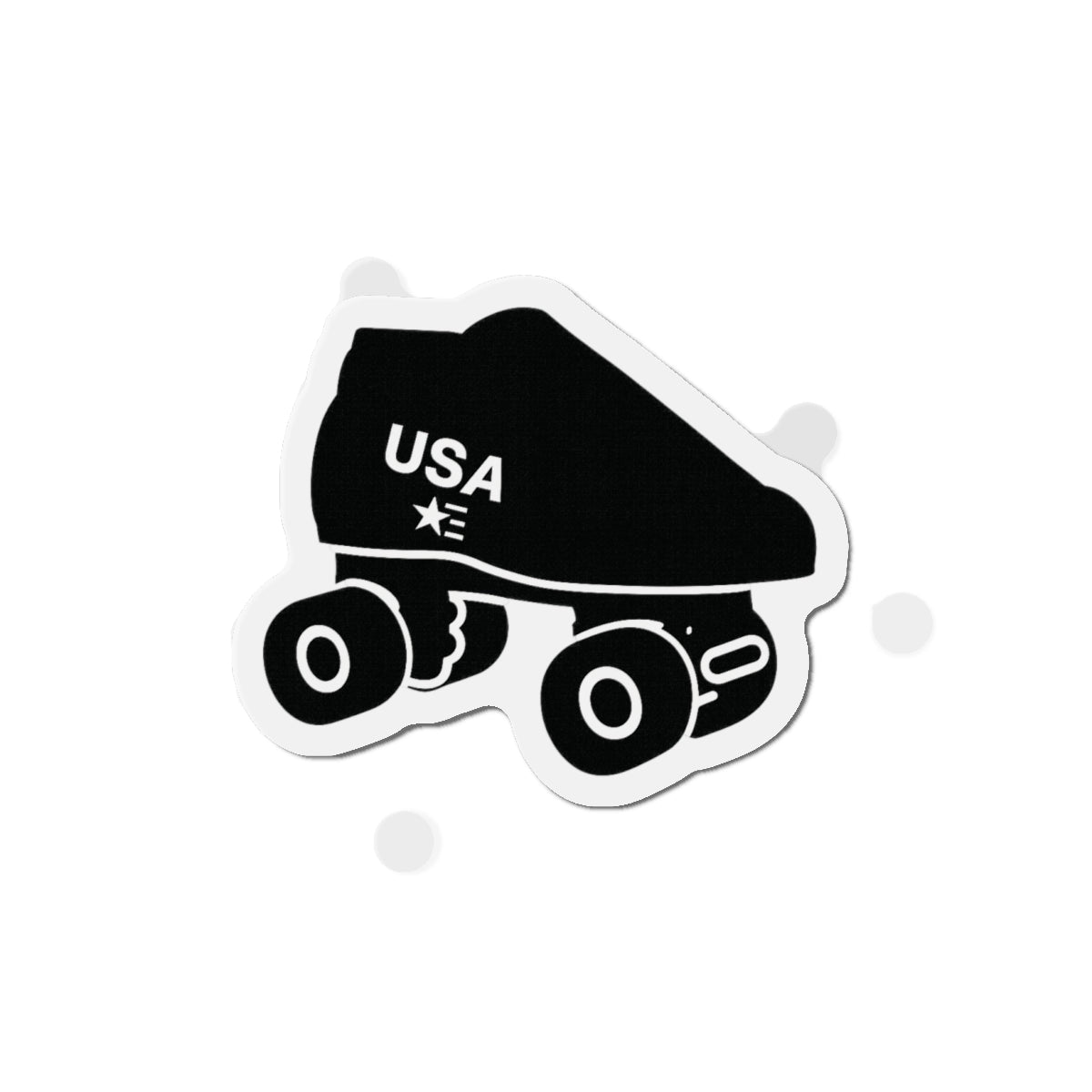 Roller Skate USA Die-Cut Magnet — Retro Black Quad Skate Car or Fridge Magnet