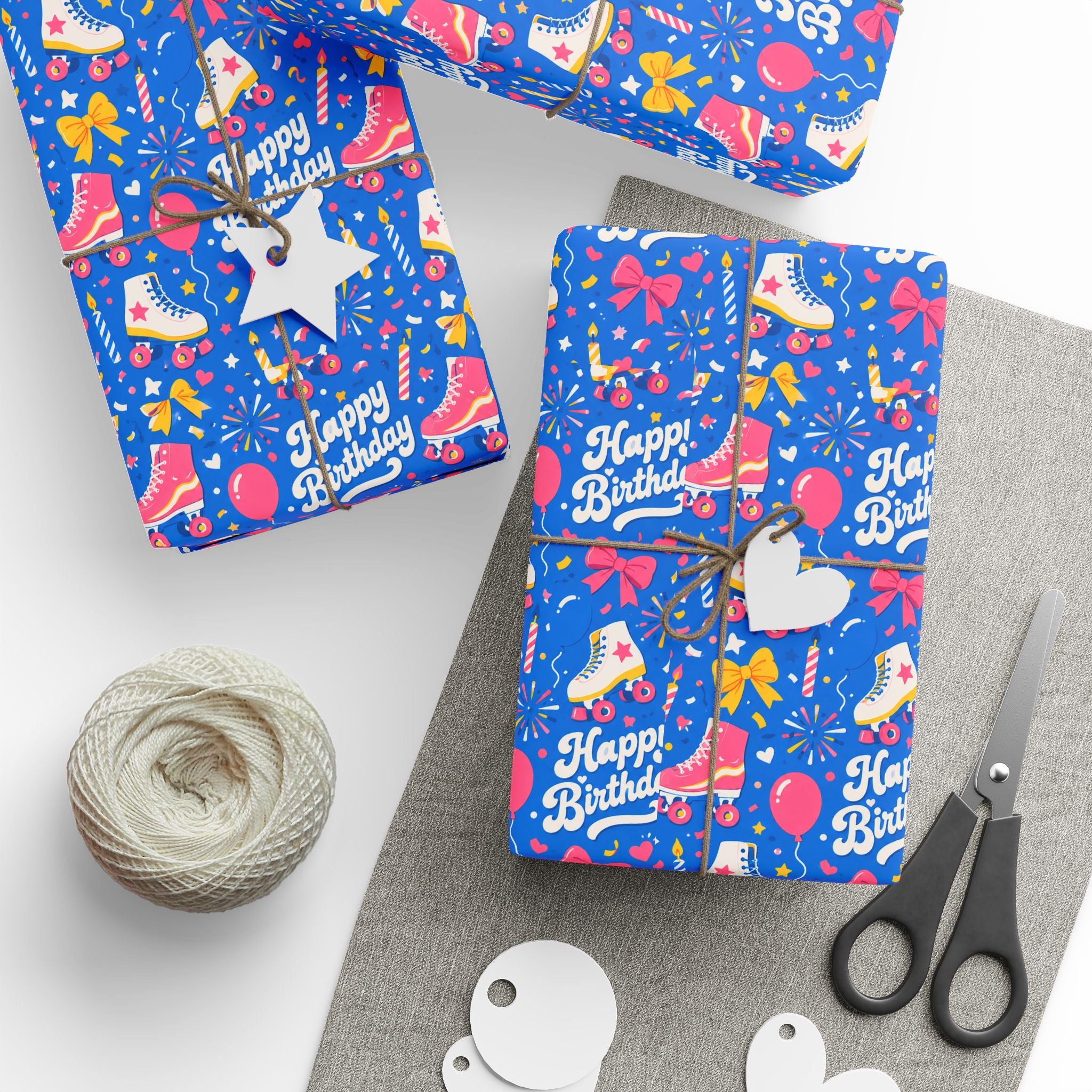 Birthday Roller Skating Gift Wrap Paper (Blue) – Unique Wrap For the Roller Skating Lover.