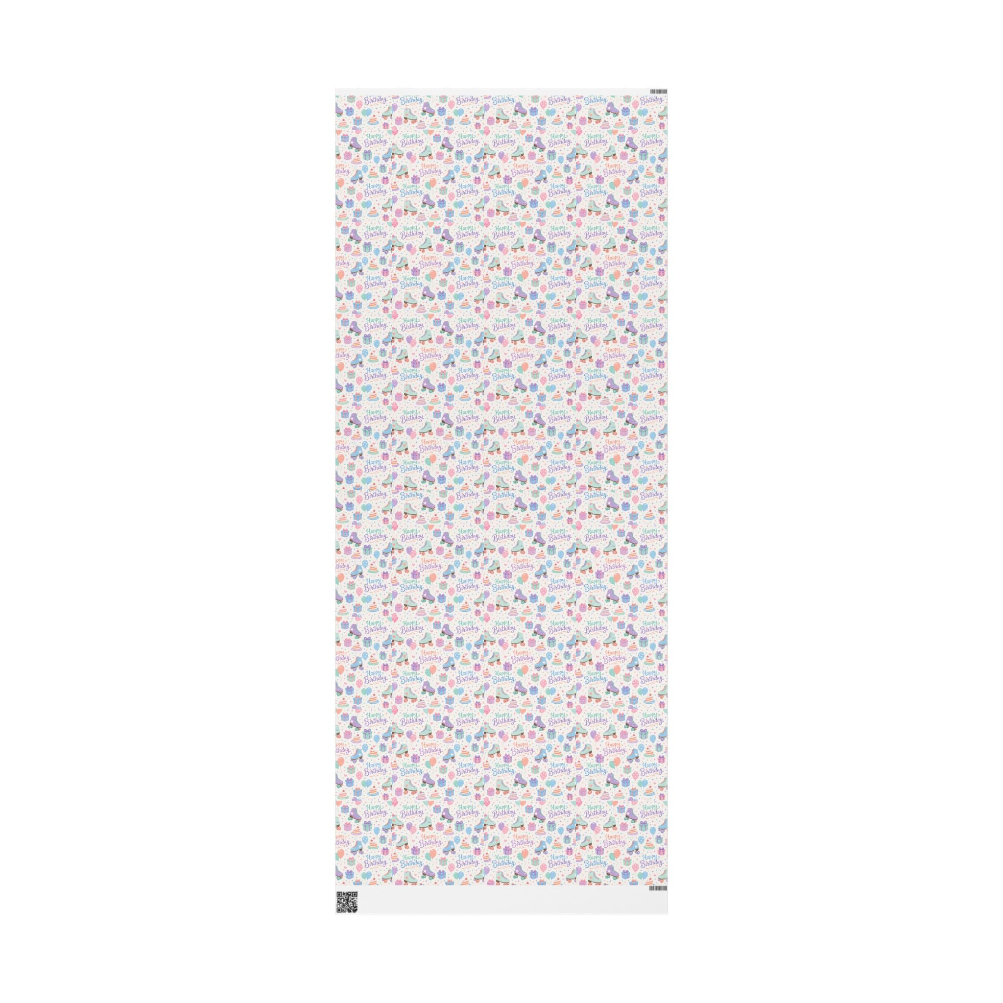 Birthday Roller Skating Gift Wrap Paper (White) Unique Wrap For the Roller Skating Lover.