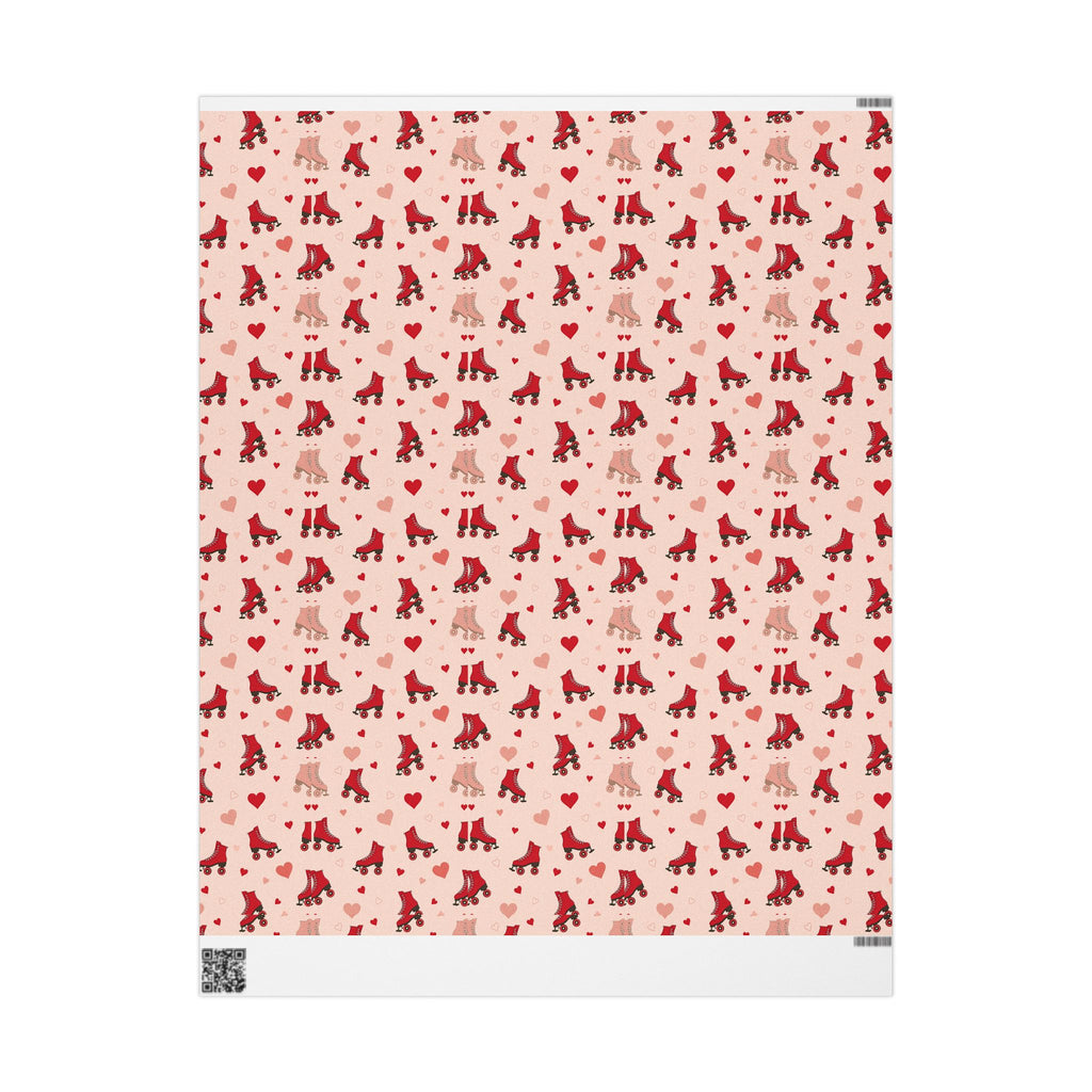 Roller Skate Pink Valentines Wrapping Paper — Retro Red & Pink Skate Pattern Gift Wrap