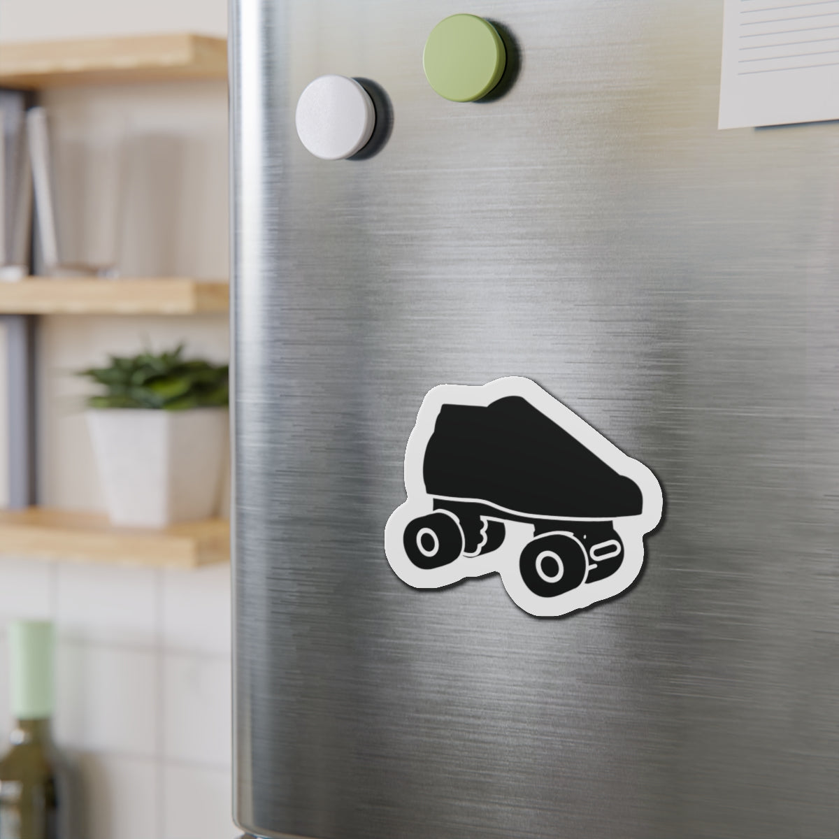 Black Roller Skate USA Die-Cut Magnet — Retro Black Quad Skate Refrigerator Magnet
