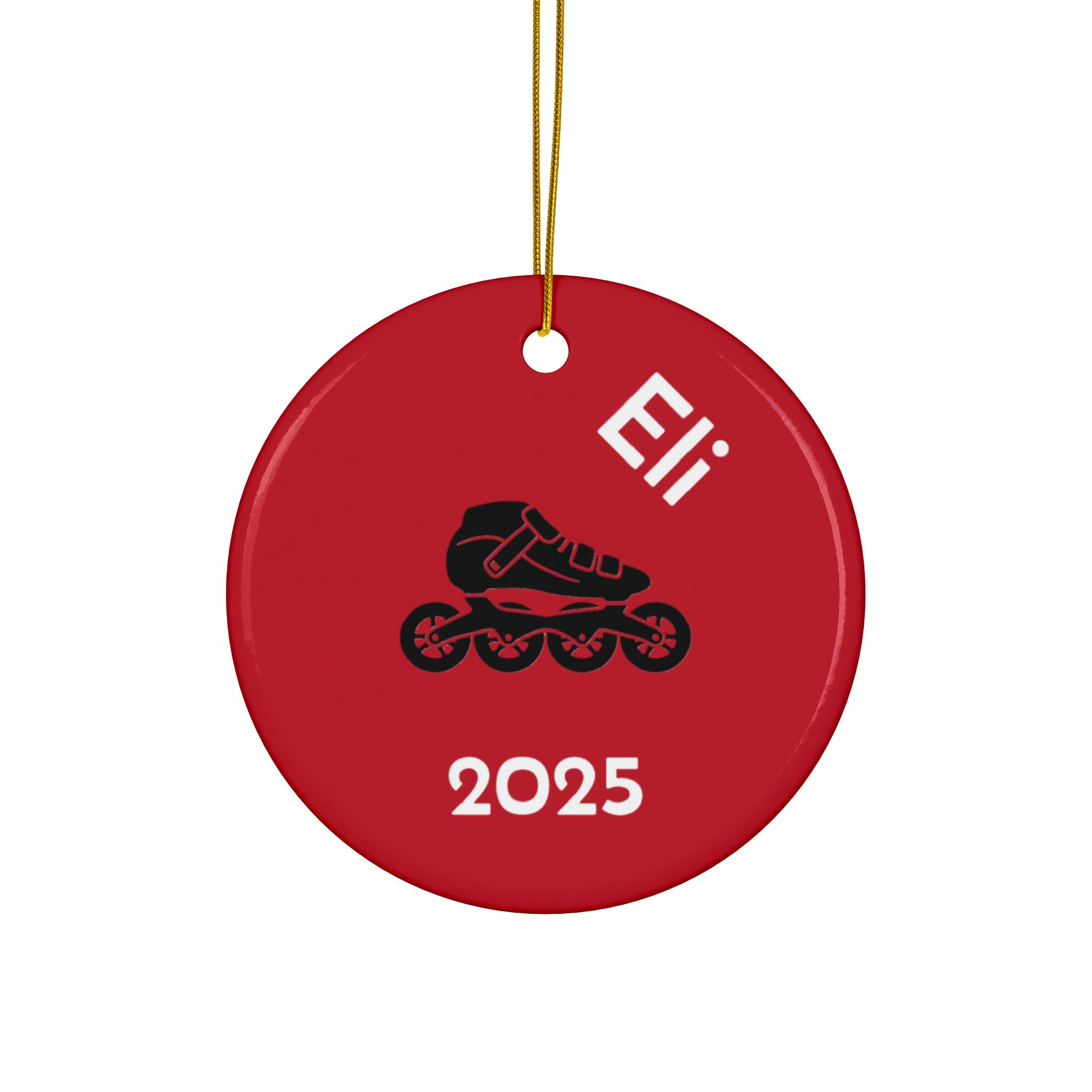 Roller Skate Personalized Ceramic Ornament — Custom Name & 2025 Holiday Decoration