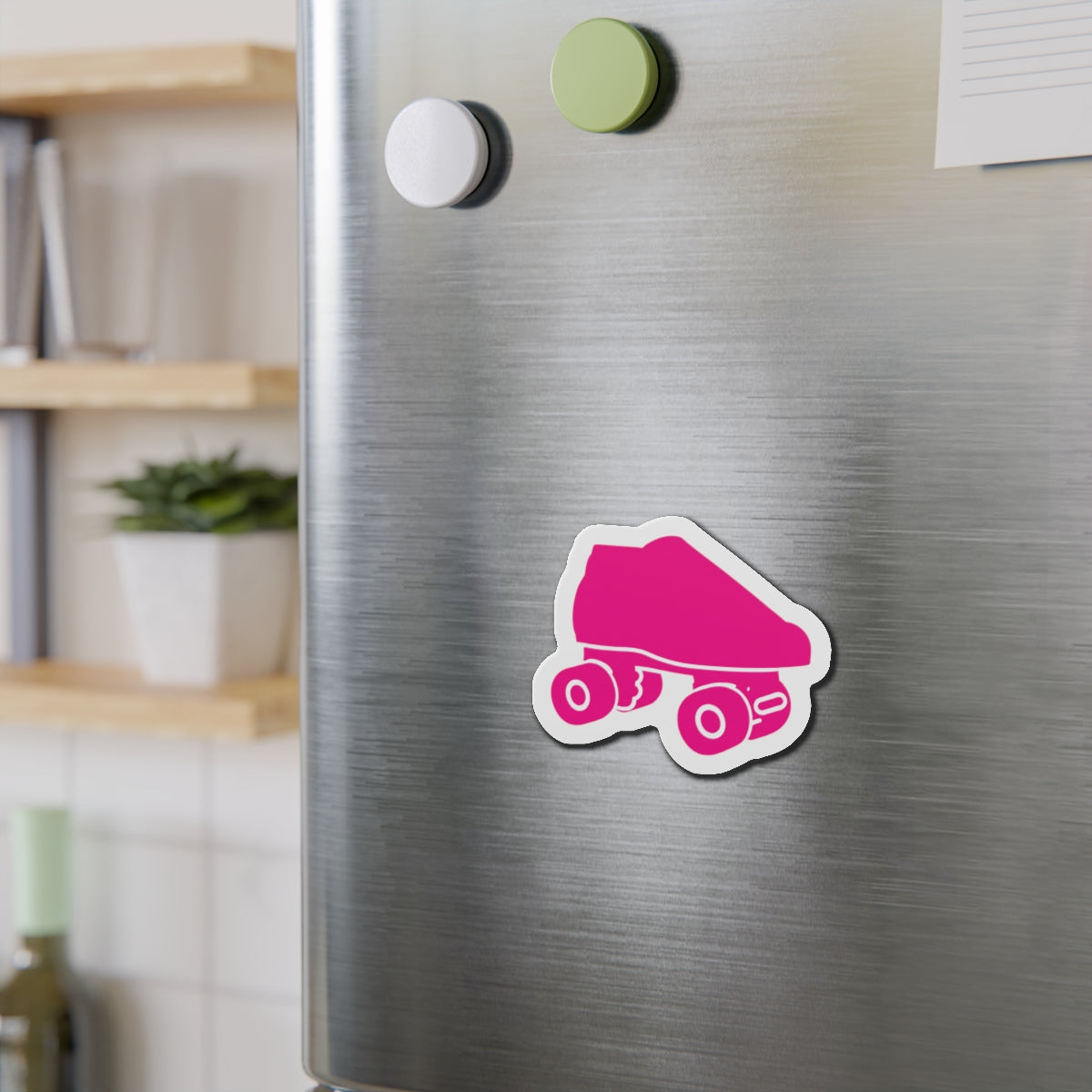 Pink Roller Skate Die-Cut Magnet - Retro Pink Skate Refrigerator Magnet