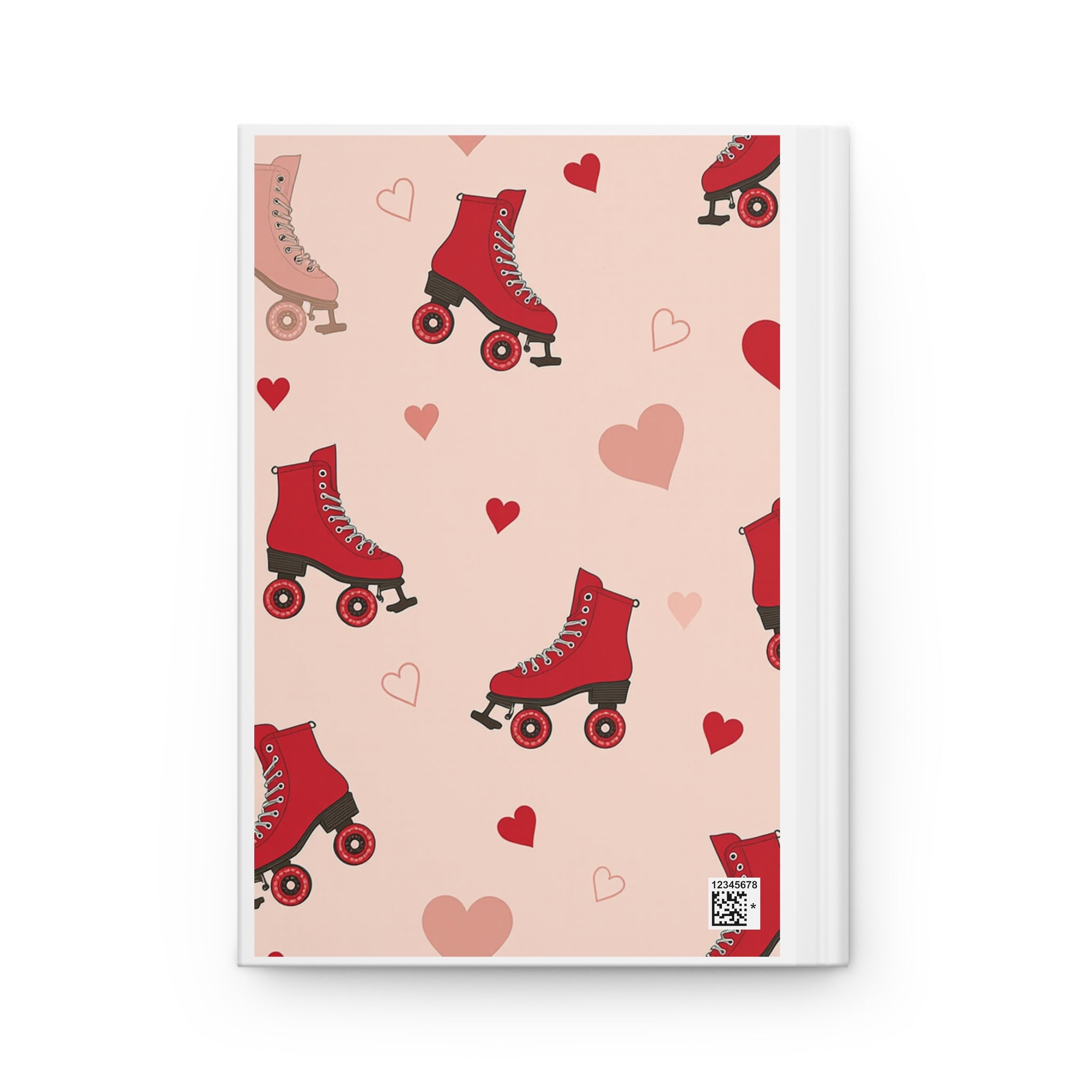 Roller Skate Hearts Hardcover Journal — Pink Retro Skate Notebook for Notes & Gifts