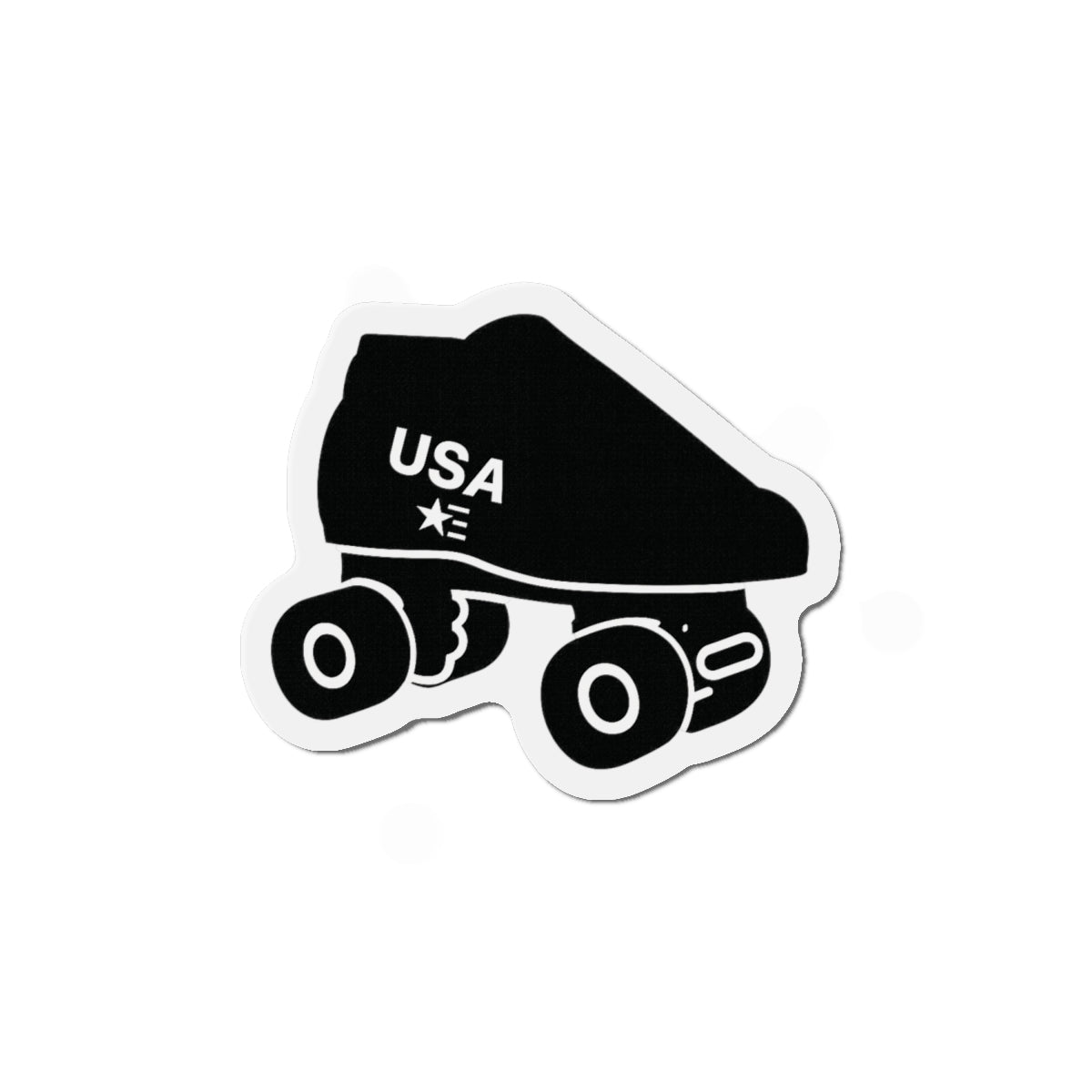 Roller Skate USA Die-Cut Magnet — Retro Black Quad Skate Car or Fridge Magnet