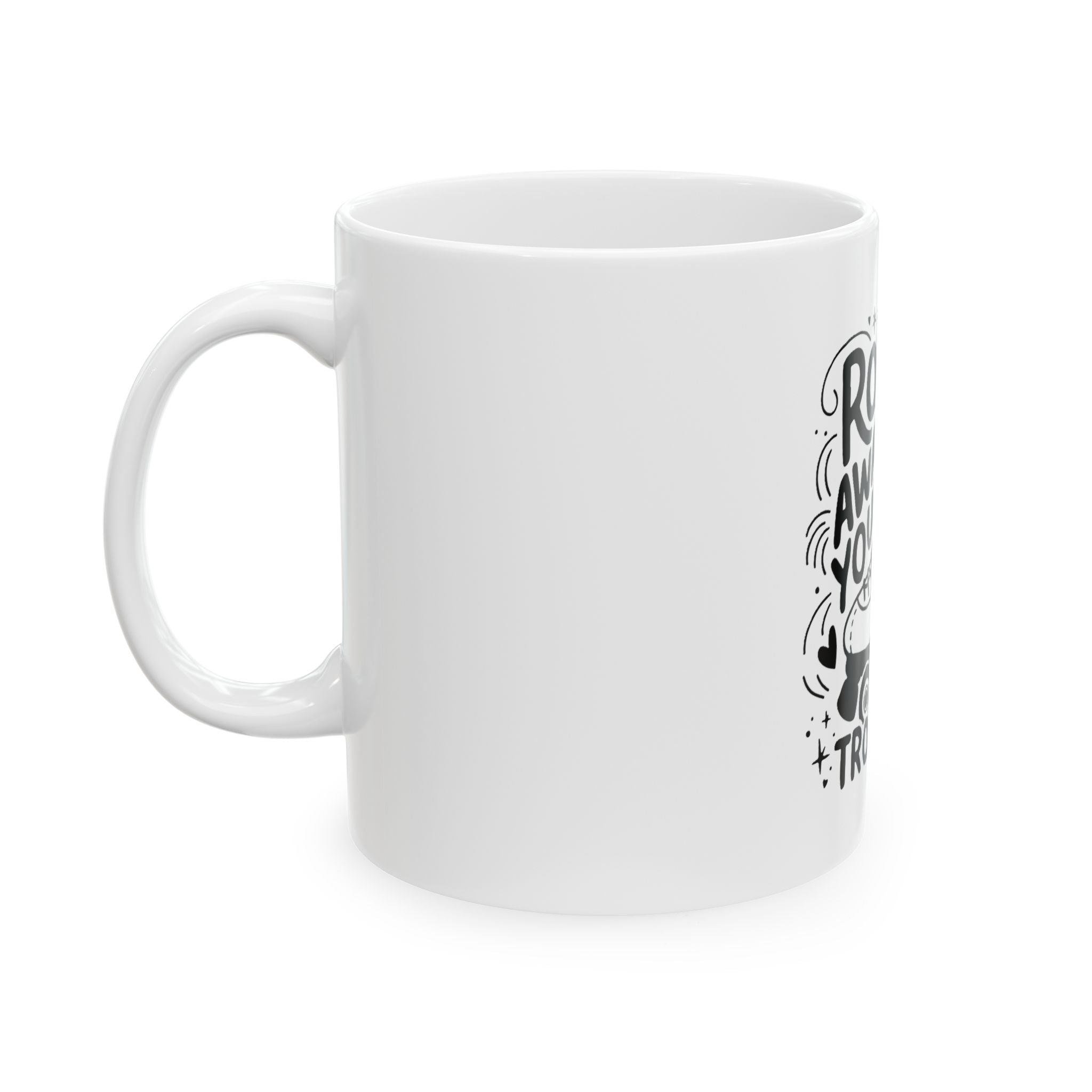 Roll Away Your Troubles Roller Skater Ceramic Mug - Perfect for Roller Skating Enthusiasts