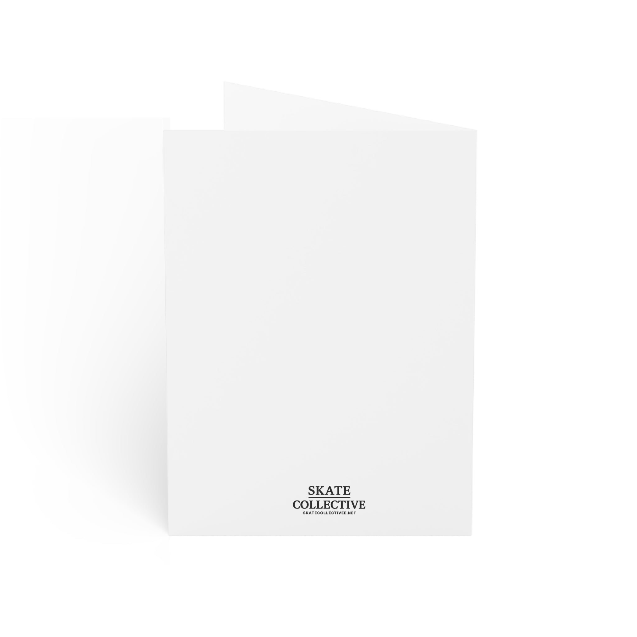 Hi Friend! Roller Skate Hello Greeting Card — White Background With Retro Red Skates Pattern (Pack of 1, 10, 30, 50)