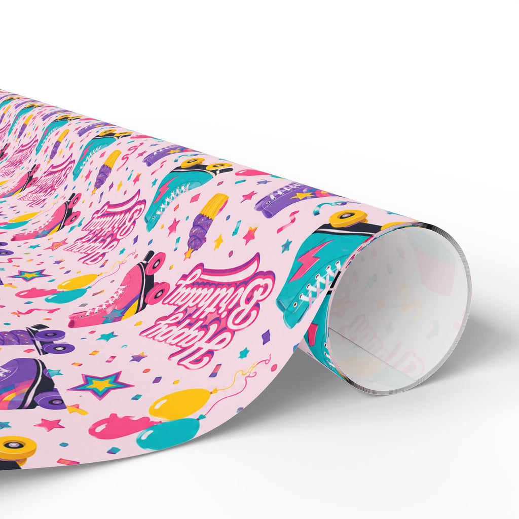 Birthday Roller Skating Gift Wrap Paper (Pink) – Unique Wrap For the Roller Skating Lover.
