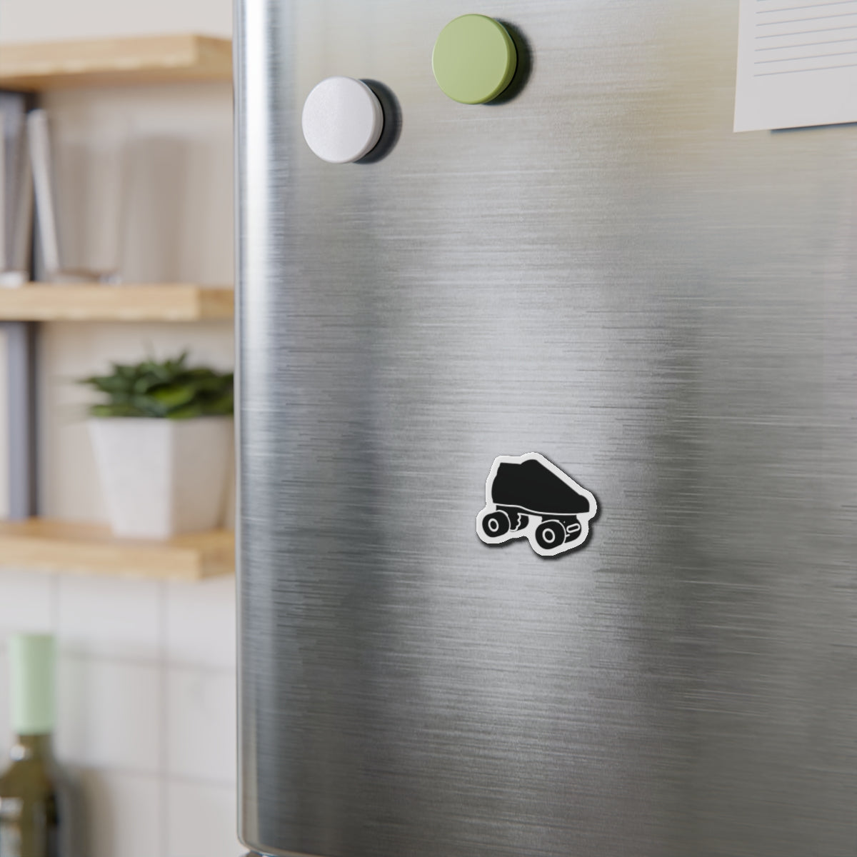Black Roller Skate USA Die-Cut Magnet — Retro Black Quad Skate Refrigerator Magnet