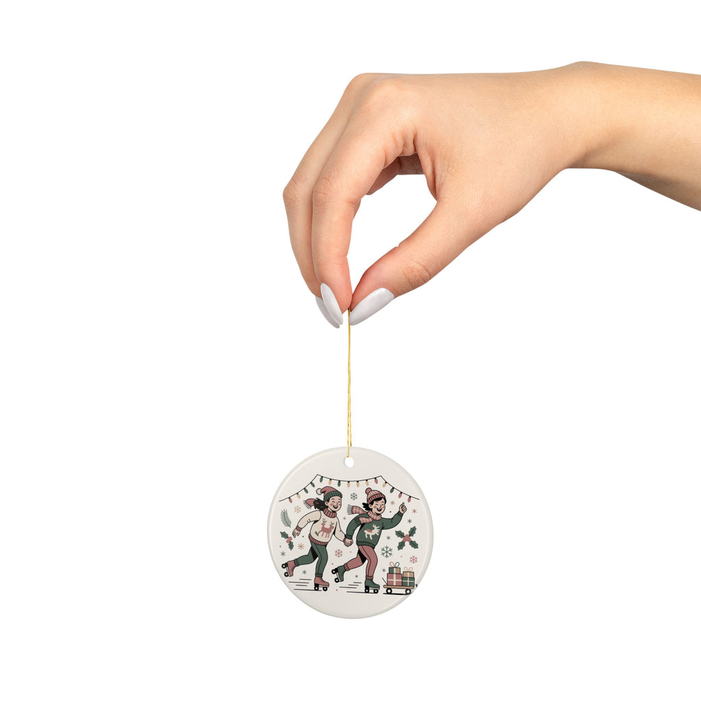 Holiday Ceramic Ornaments – Festive Ice Skating Design