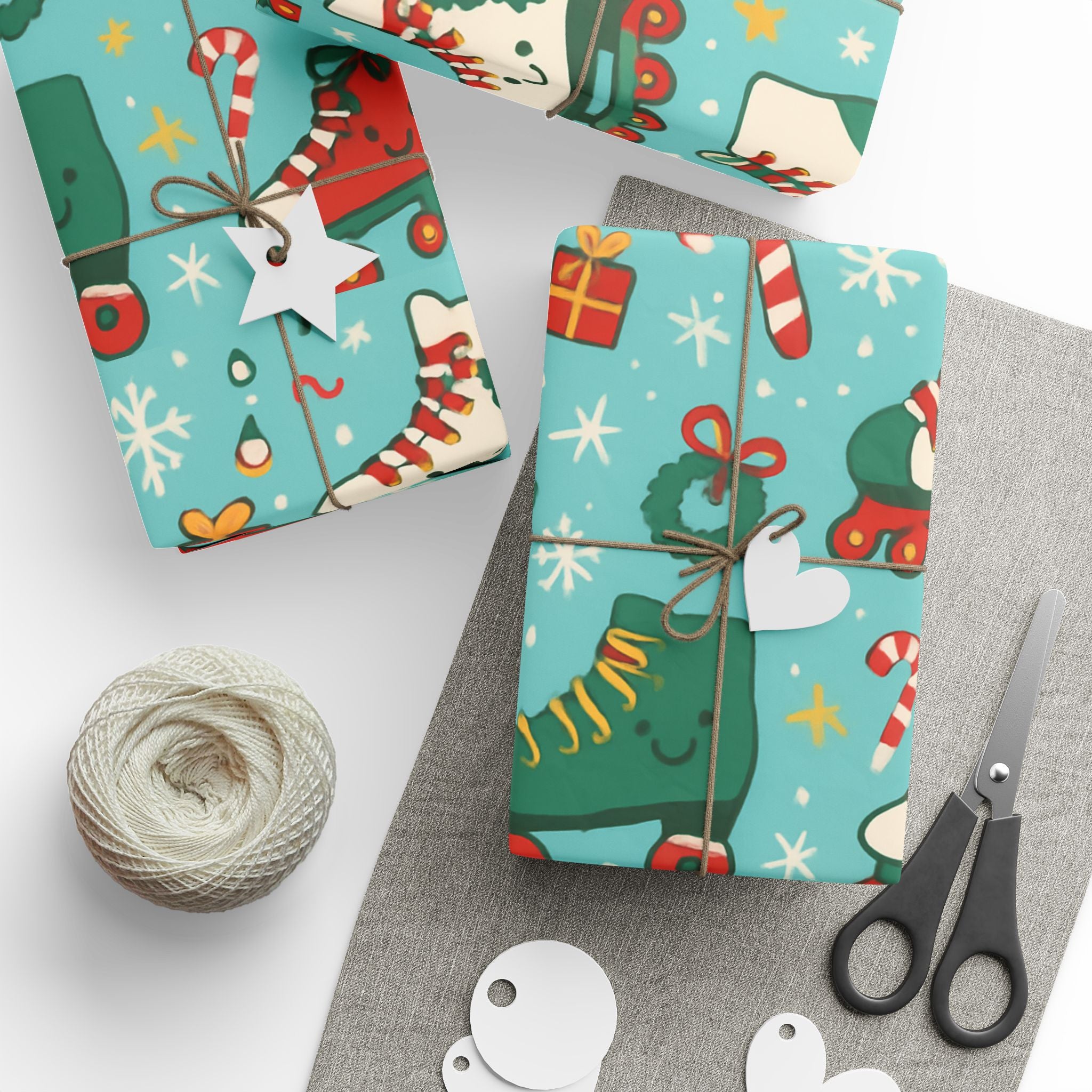 Festive Roller Skates Wrapping Paper